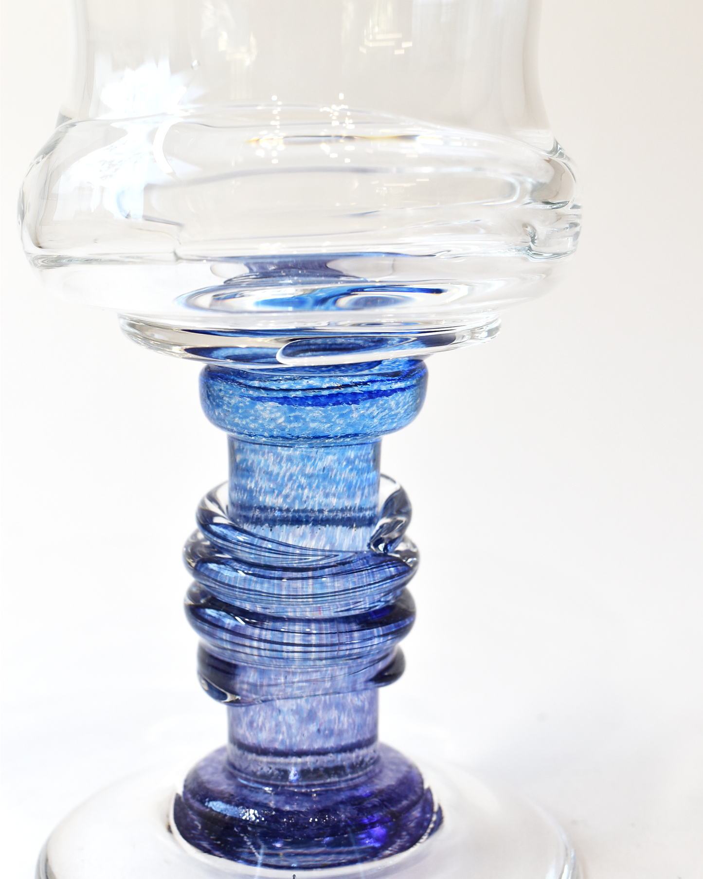 Blue & Purple Ripple Blown Wine Glass