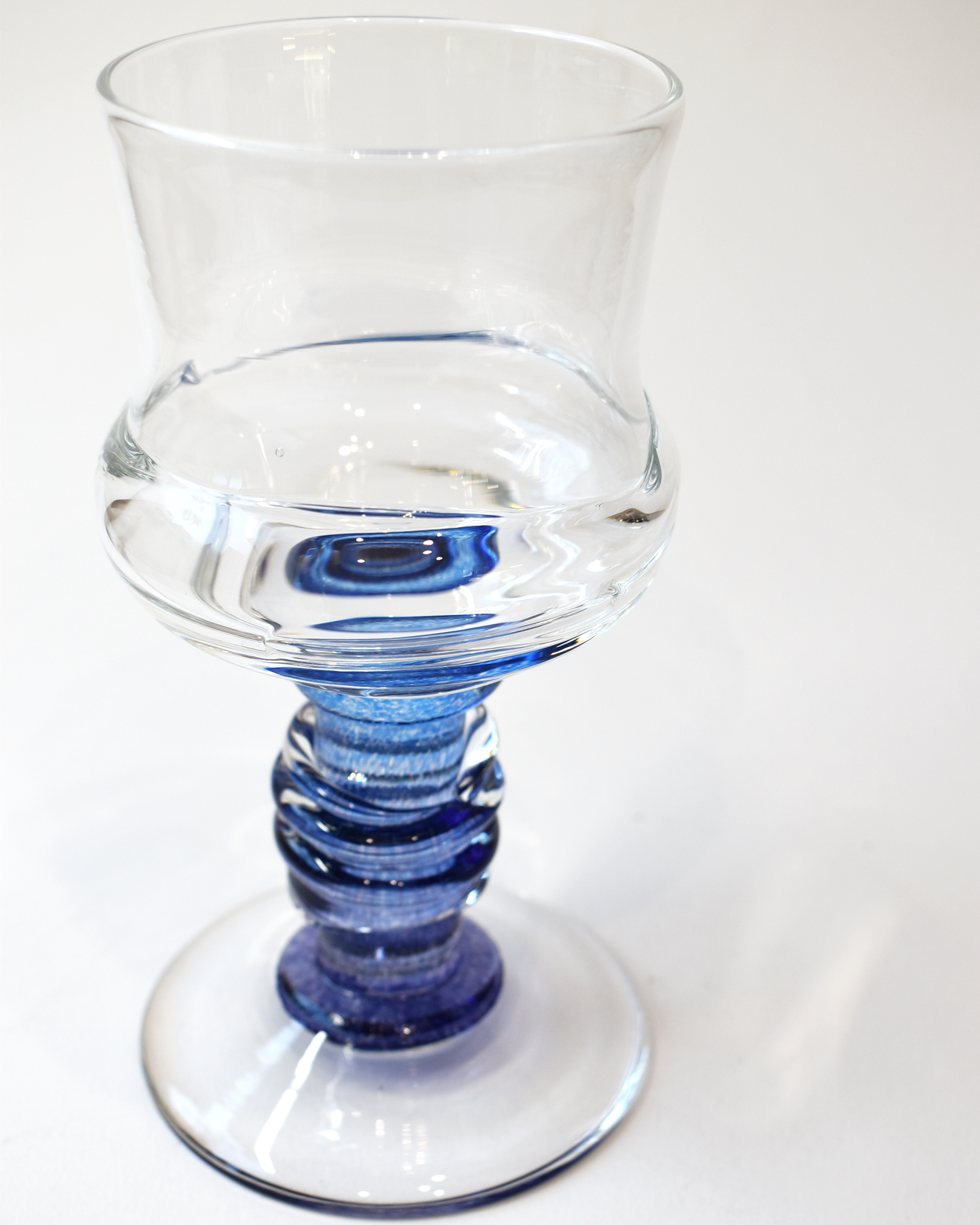Blue & Purple Ripple Blown Wine Glass