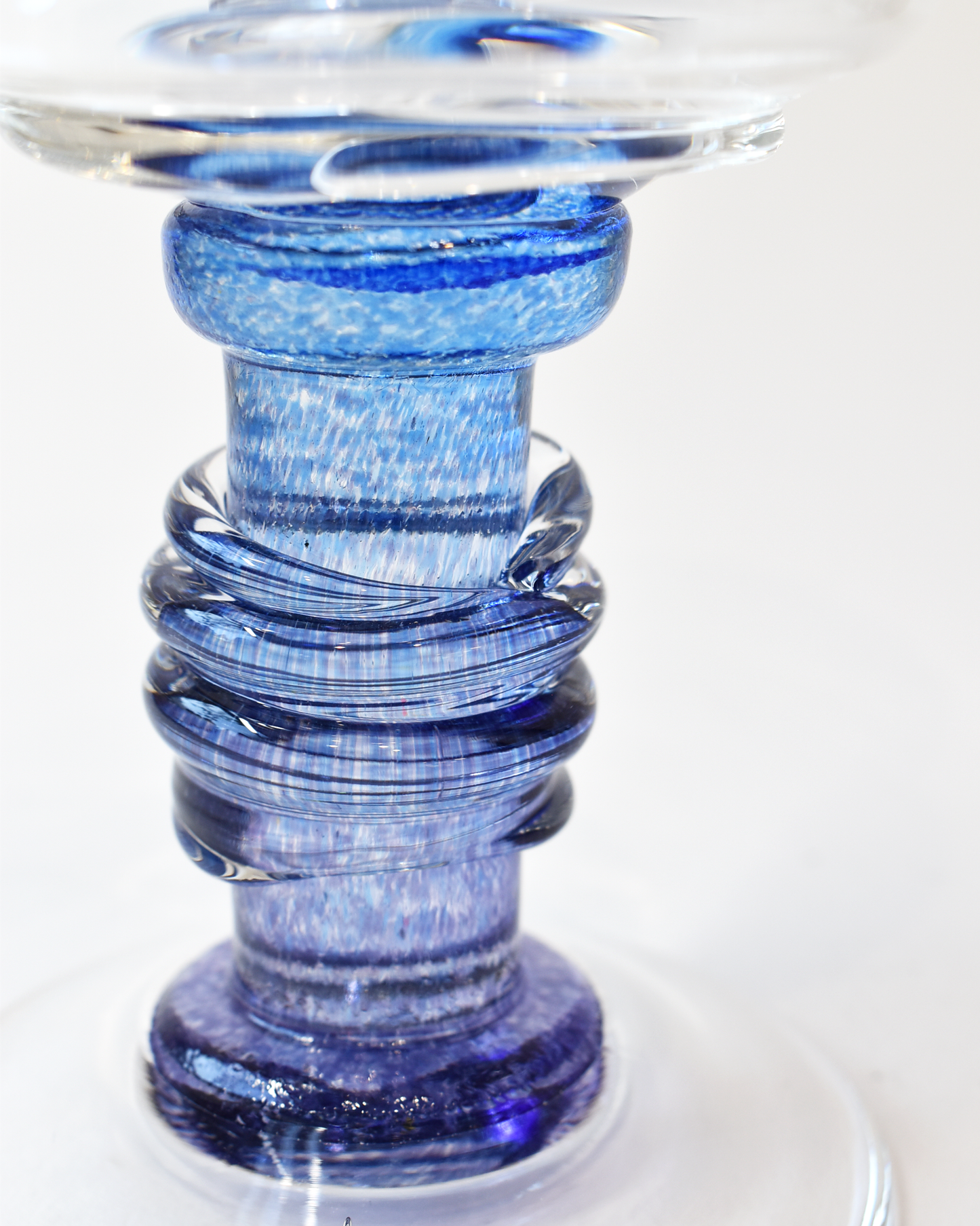 Blue & Purple Ripple Blown Wine Glass