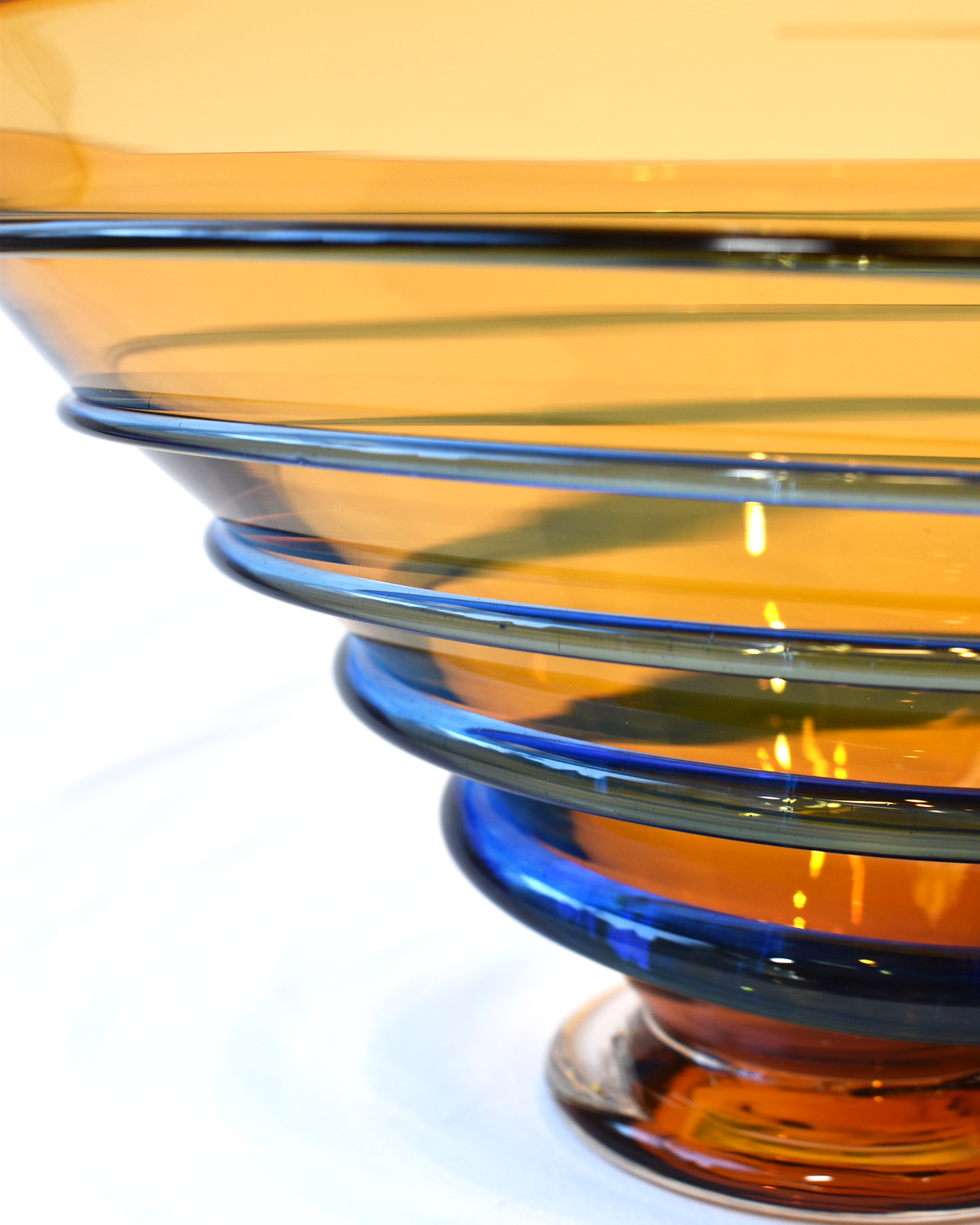 Amber & Blue Spiral Blown Bowl (L)
