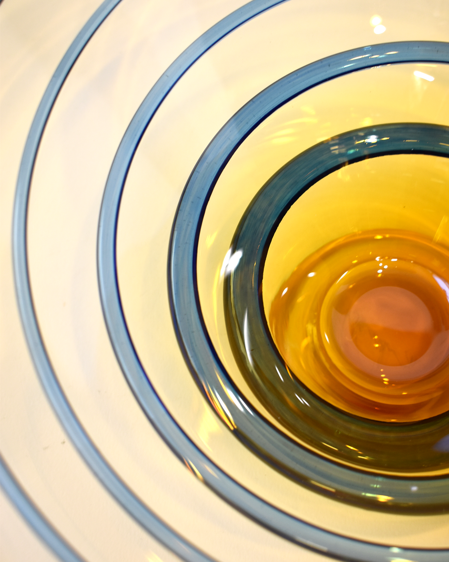 Amber & Blue Spiral Blown Bowl (L)
