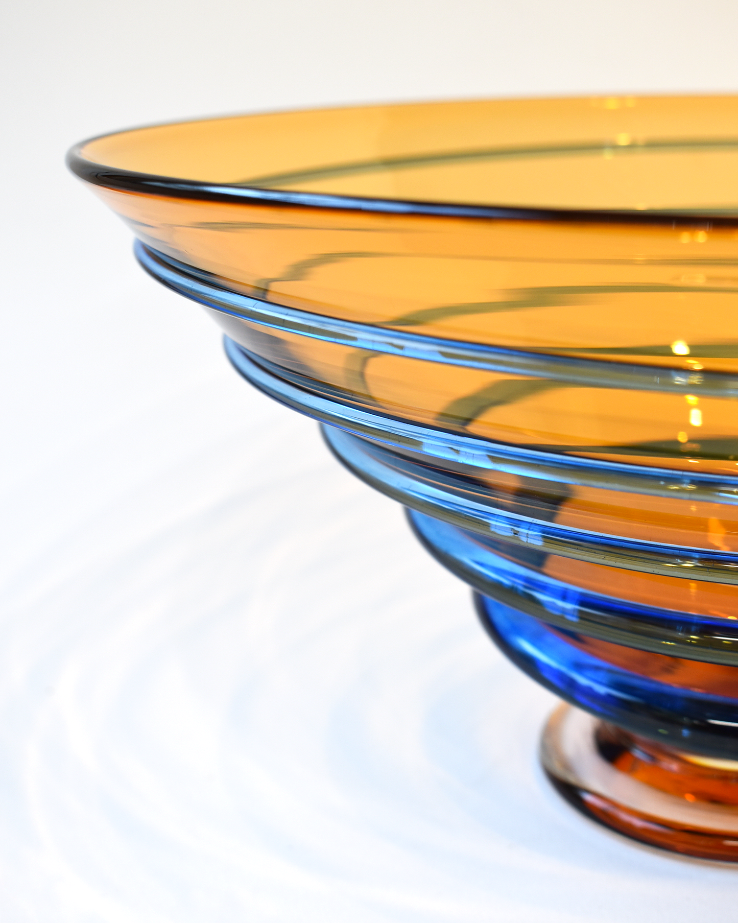 Amber & Blue Spiral Blown Bowl (L)