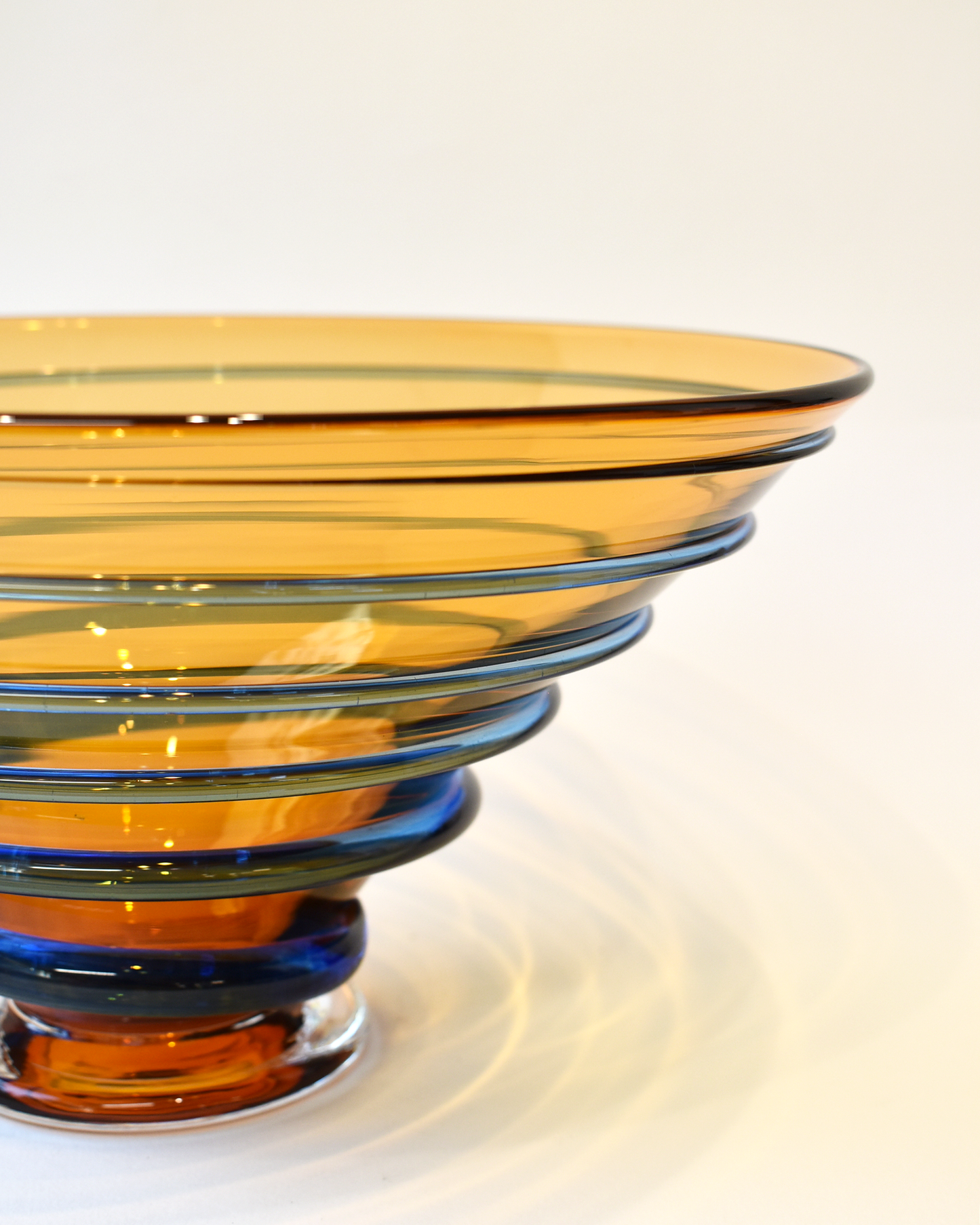 Amber & Blue Spiral Blown Bowl (L)