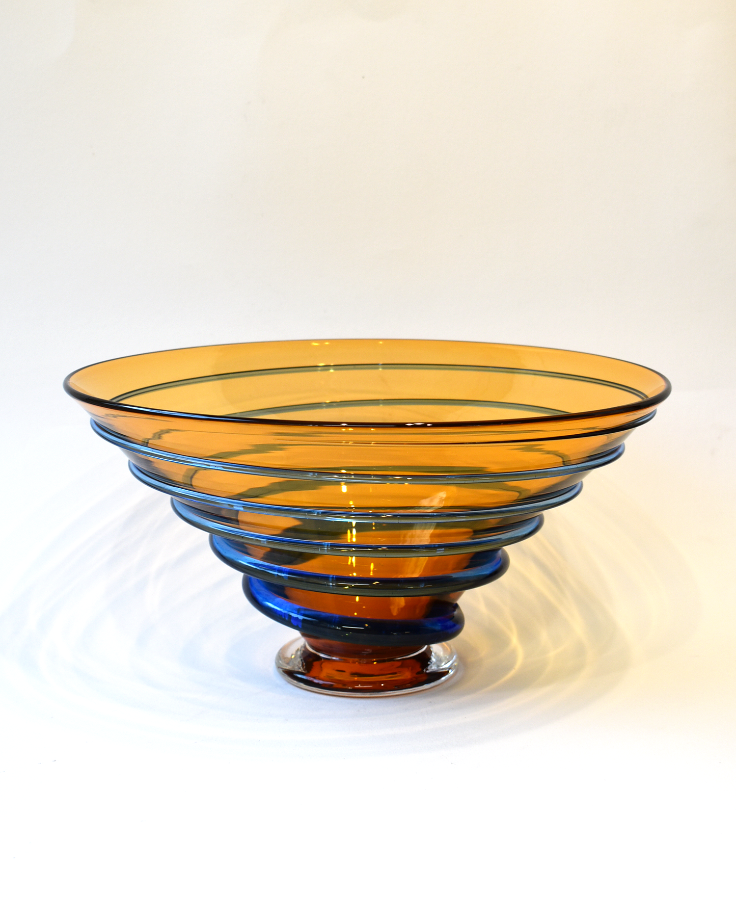 Amber & Blue Spiral Blown Bowl (L)