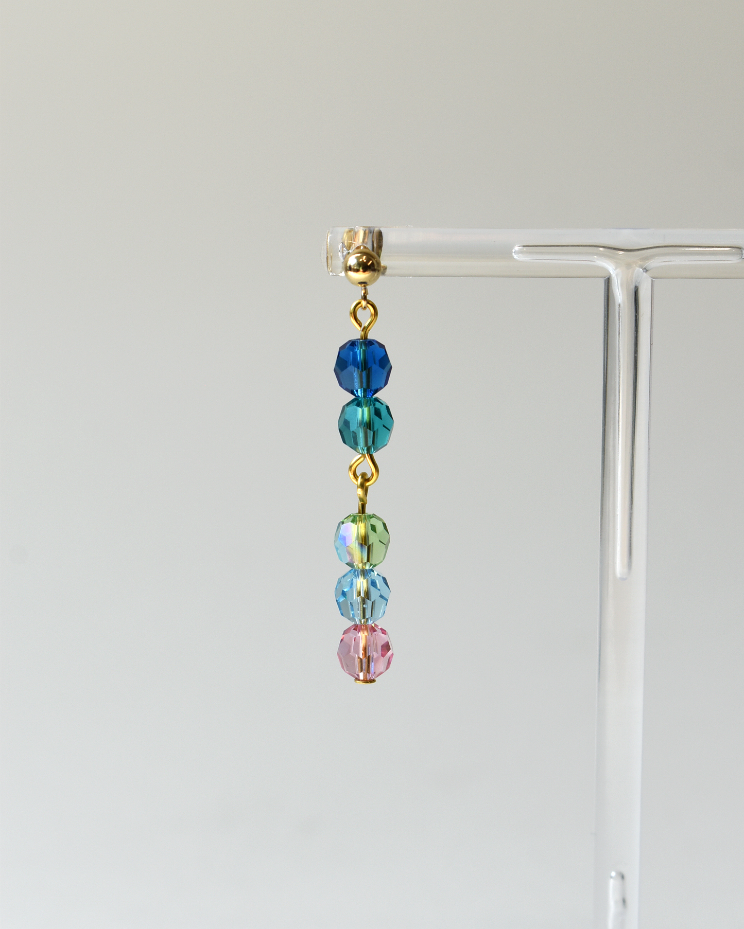 Colourful Crystal Drop Gold Stud Earrings