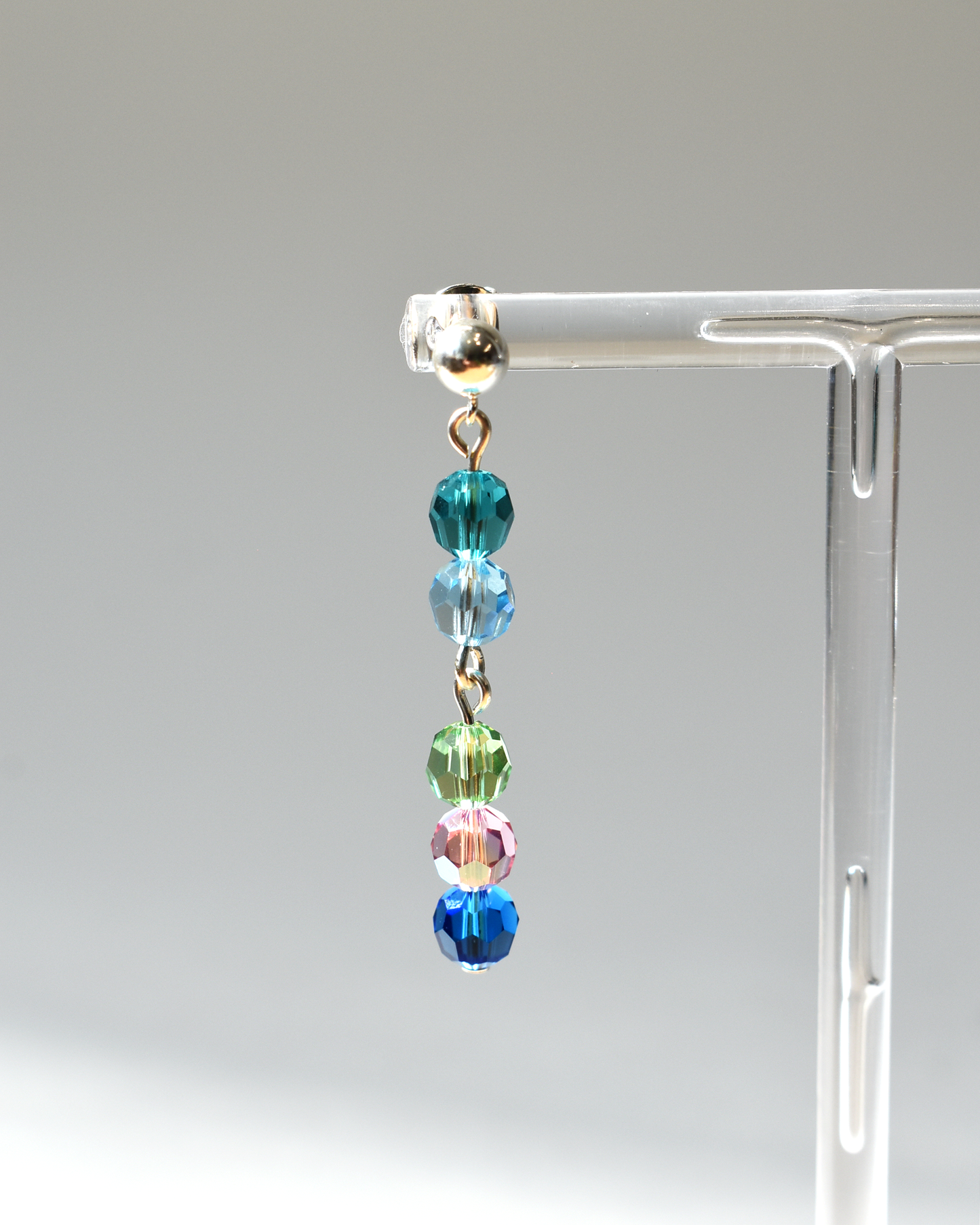 Colourful Crystal Drop Silver Stud Earrings