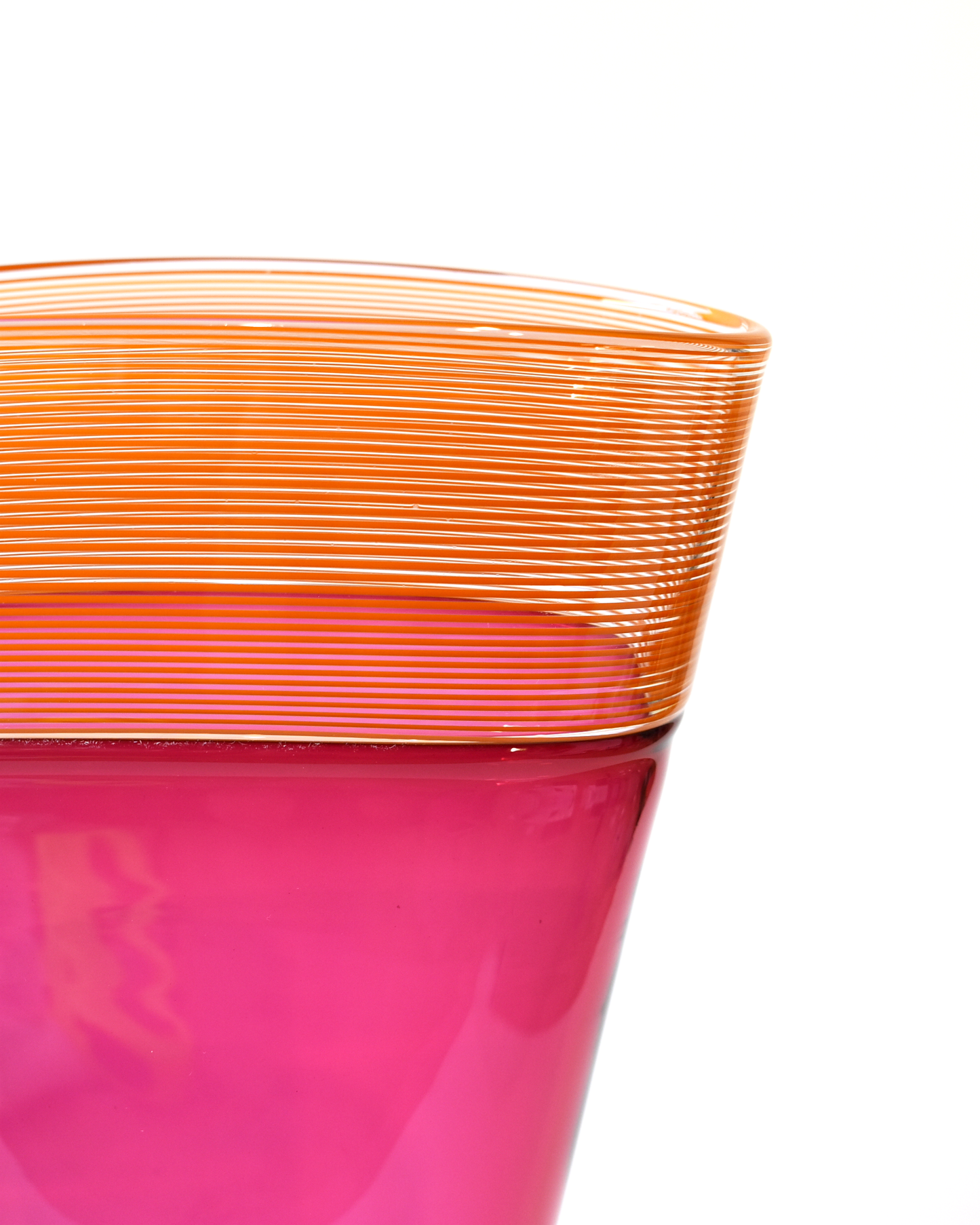 Pink & Orange Blown Glass Threaded Vase (S)