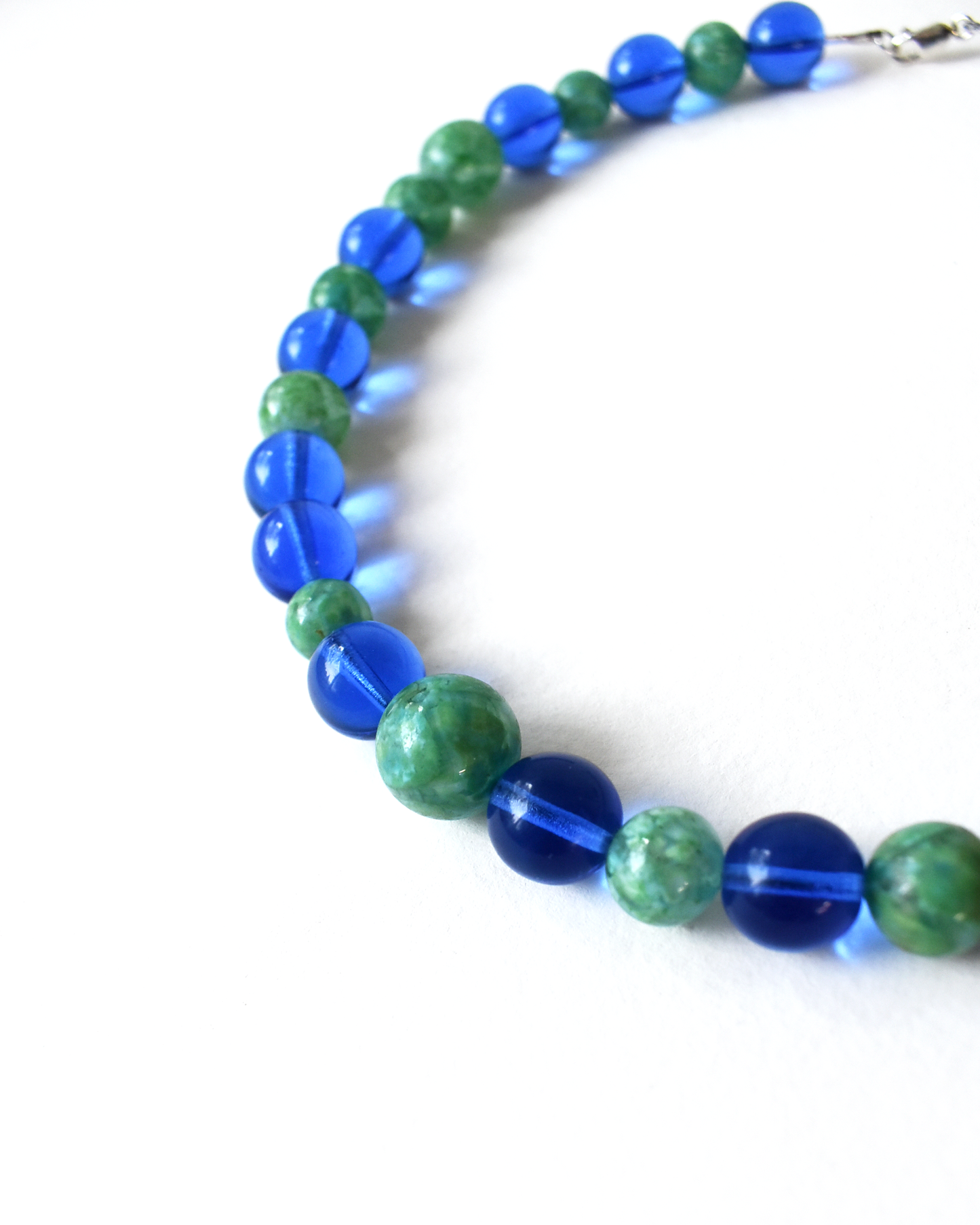 Blue & Sea Green Chunky Bead Necklace