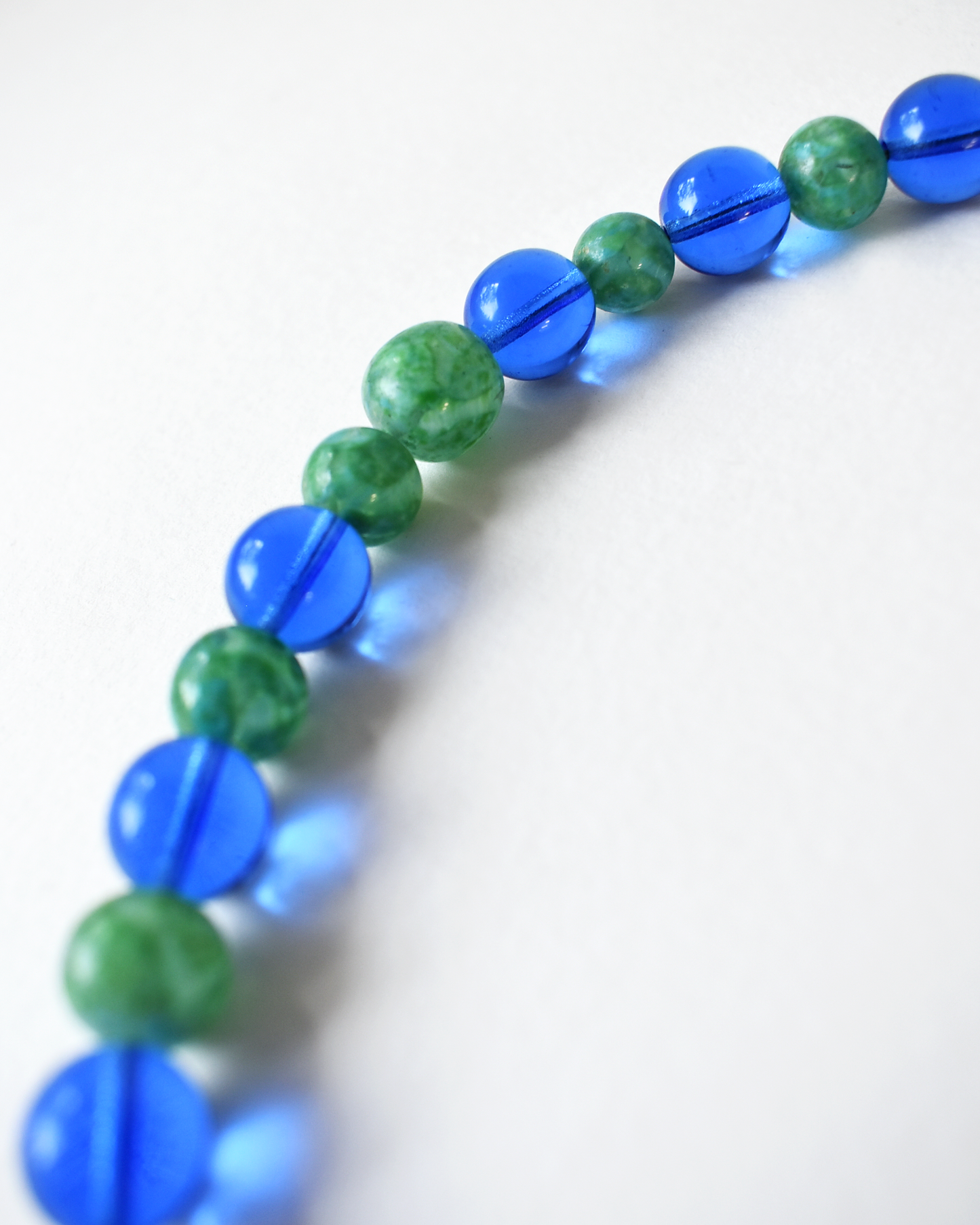 Blue & Sea Green Chunky Bead Necklace