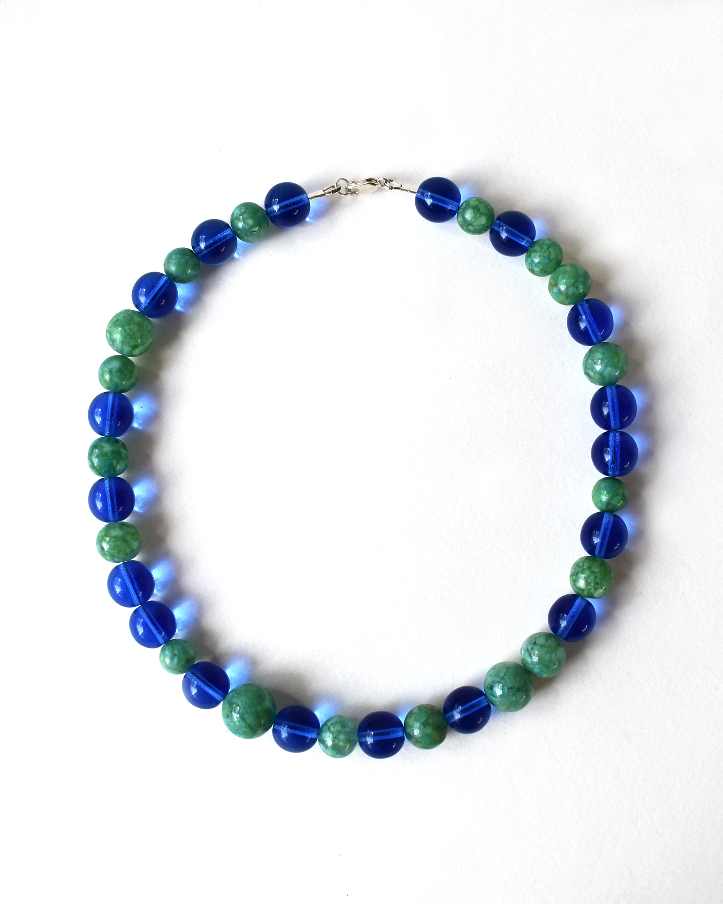Blue & Sea Green Chunky Bead Necklace