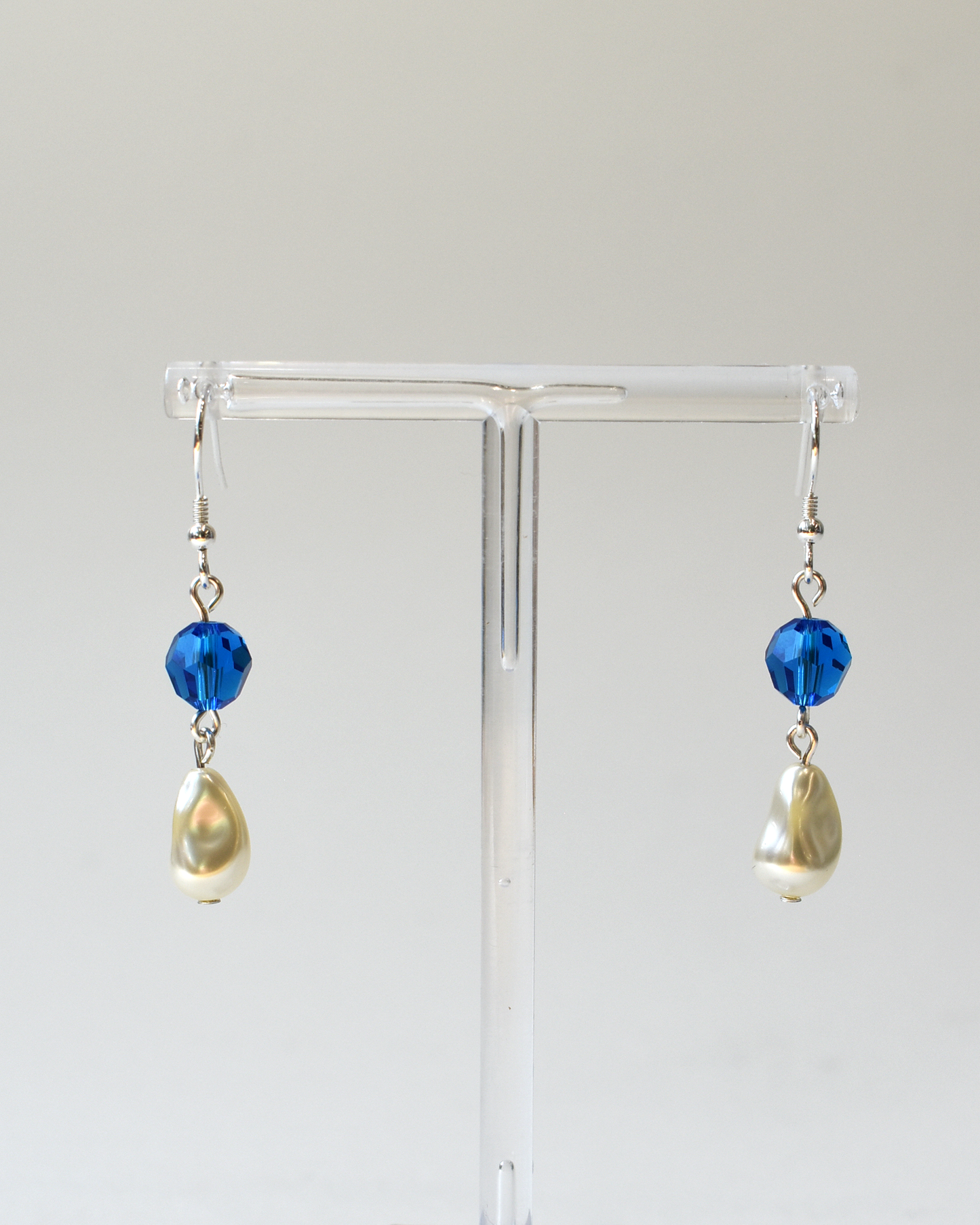 Capri Blue Crystal Pearl Drop Hook Earrings