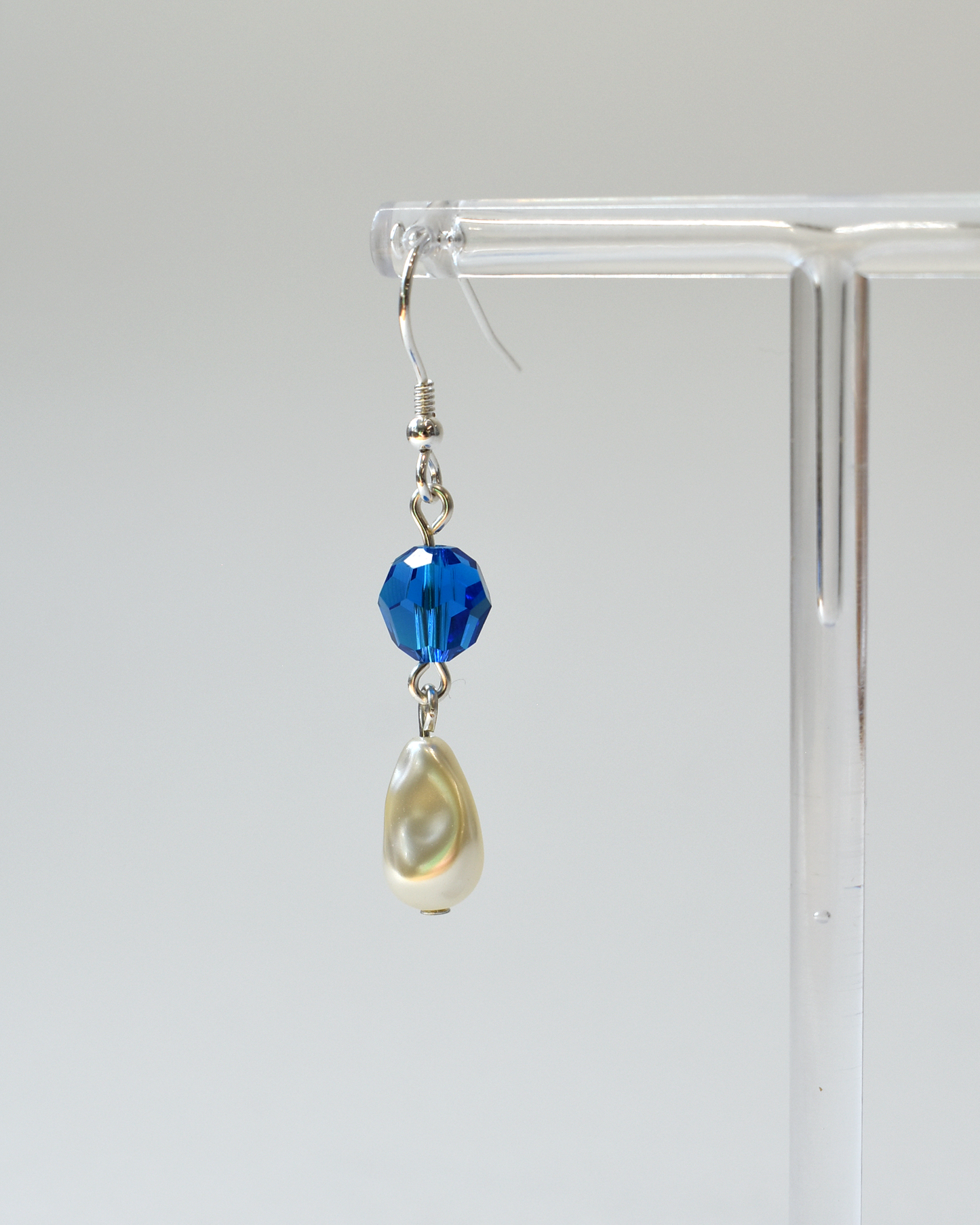 Capri Blue Crystal Pearl Drop Hook Earrings
