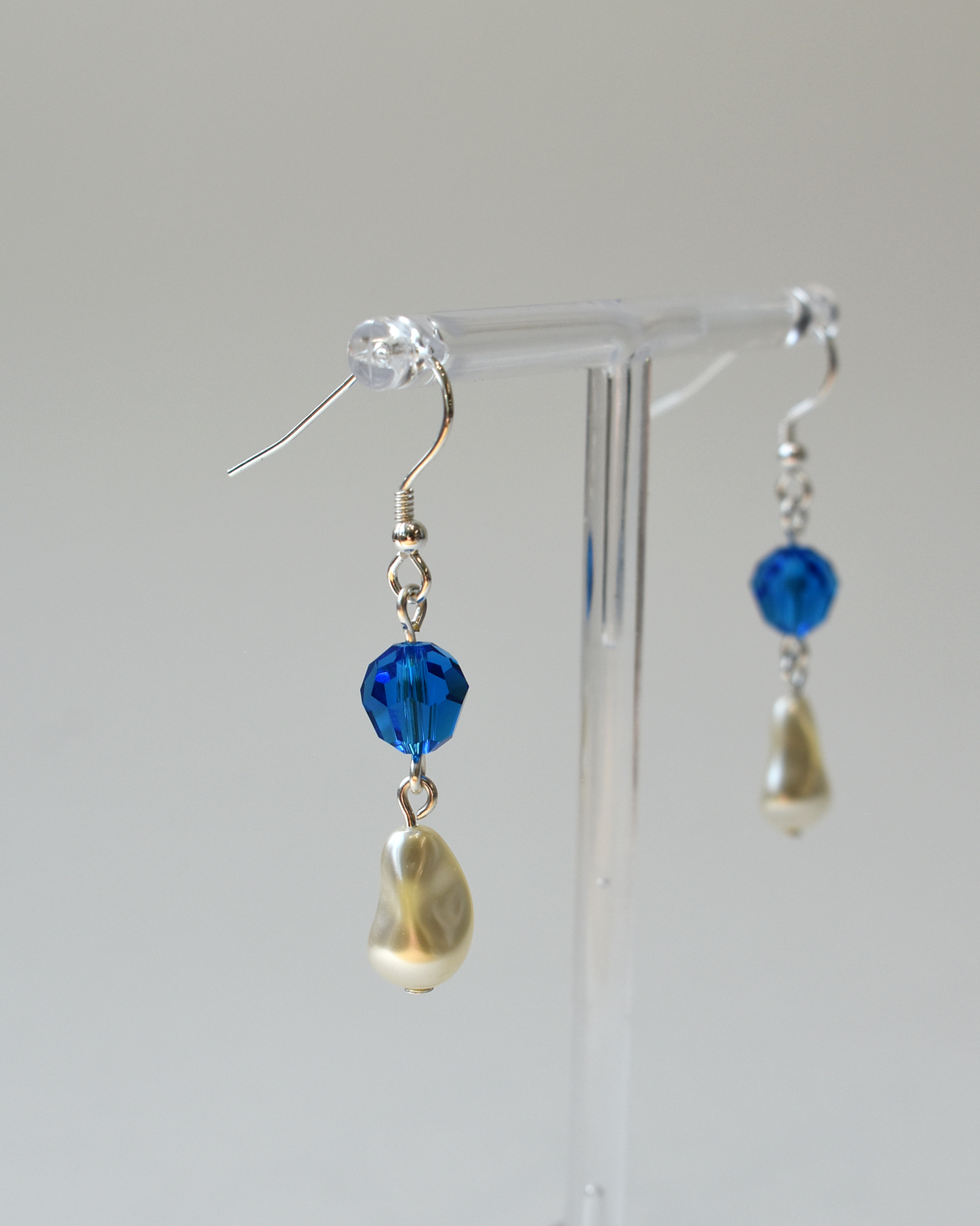 Capri Blue Crystal Pearl Drop Hook Earrings