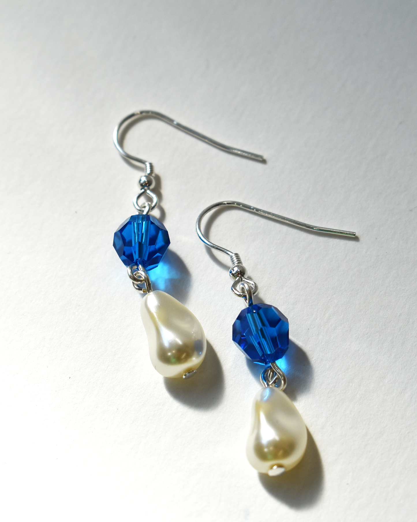 Capri Blue Crystal Pearl Drop Hook Earrings