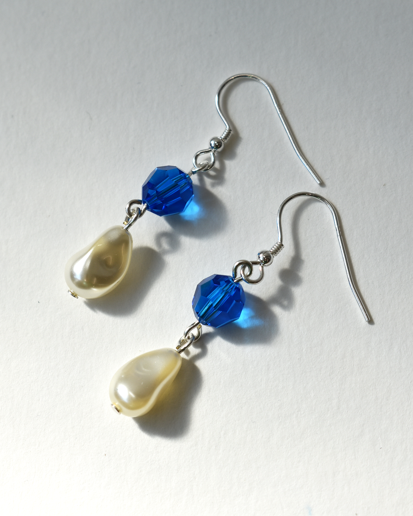 Capri Blue Crystal Pearl Drop Hook Earrings