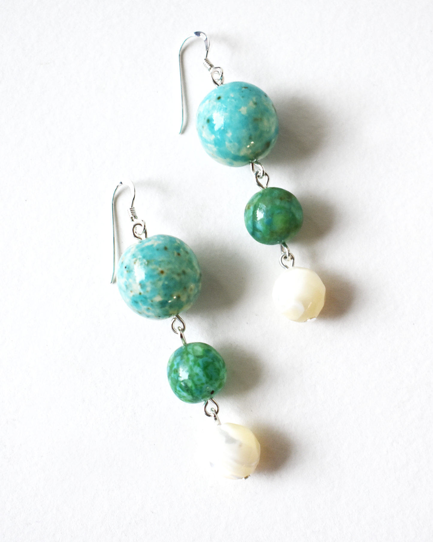 Mother of Pearl & Agate Hook Earrings