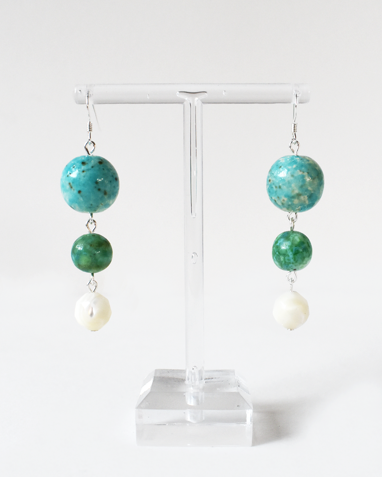 Mother of Pearl & Agate Hook Earrings