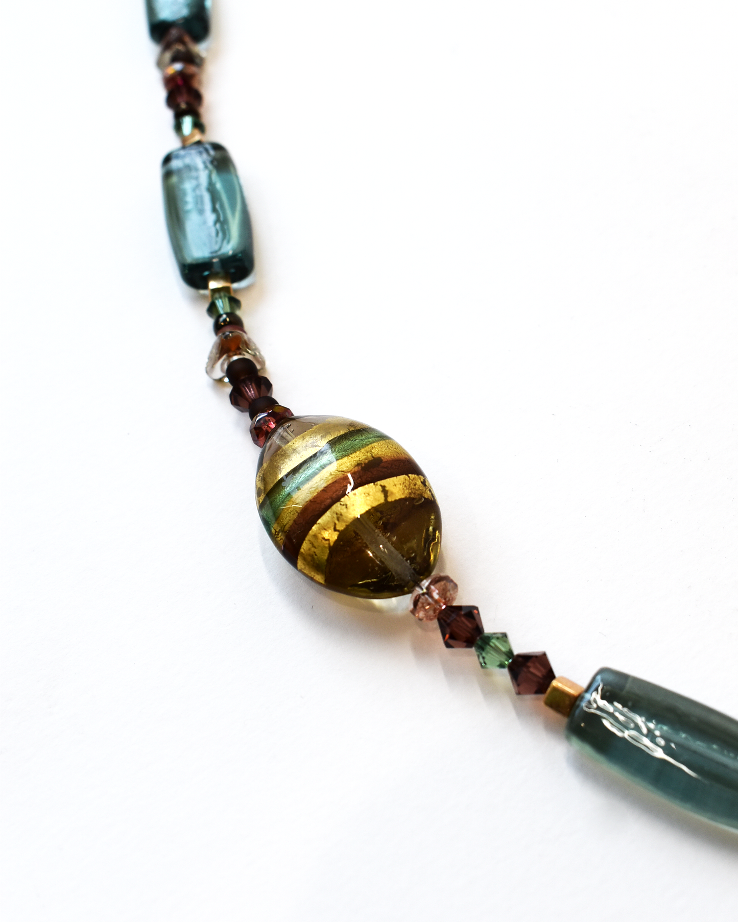 Turquoise & Gold Venetian Glass Bead Necklace