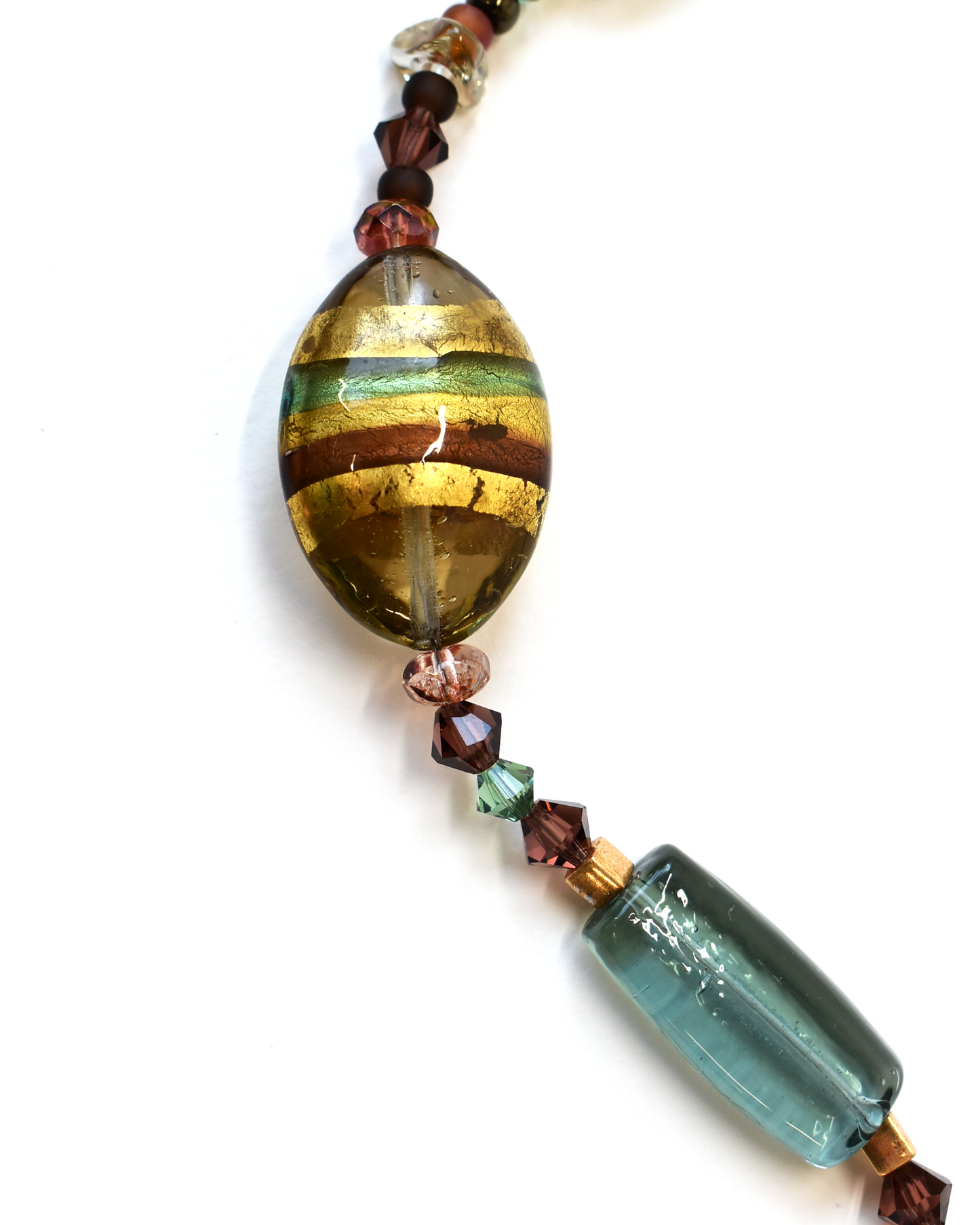Turquoise & Gold Venetian Glass Bead Necklace