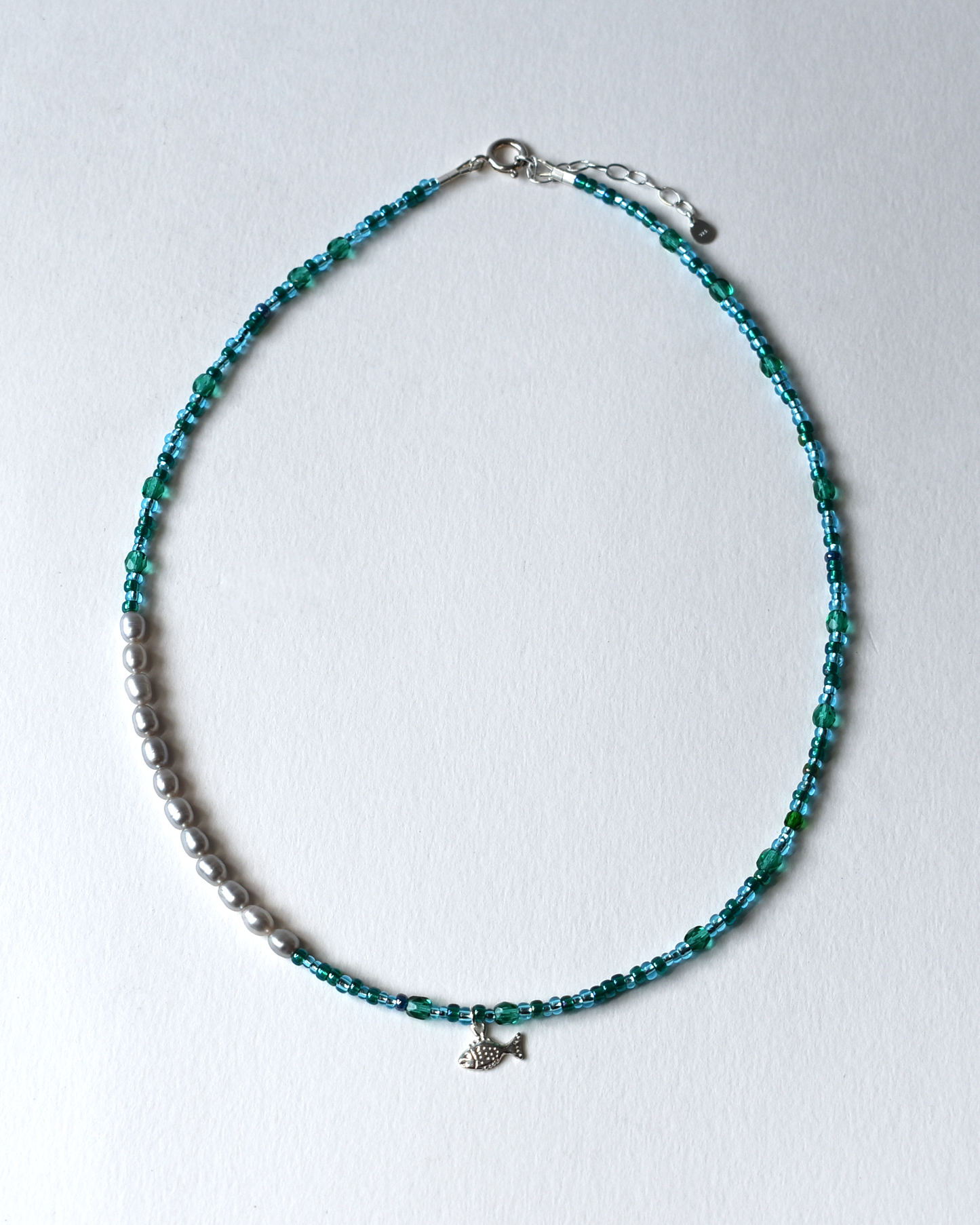 Fish Charm Beaded Pearl Necklace