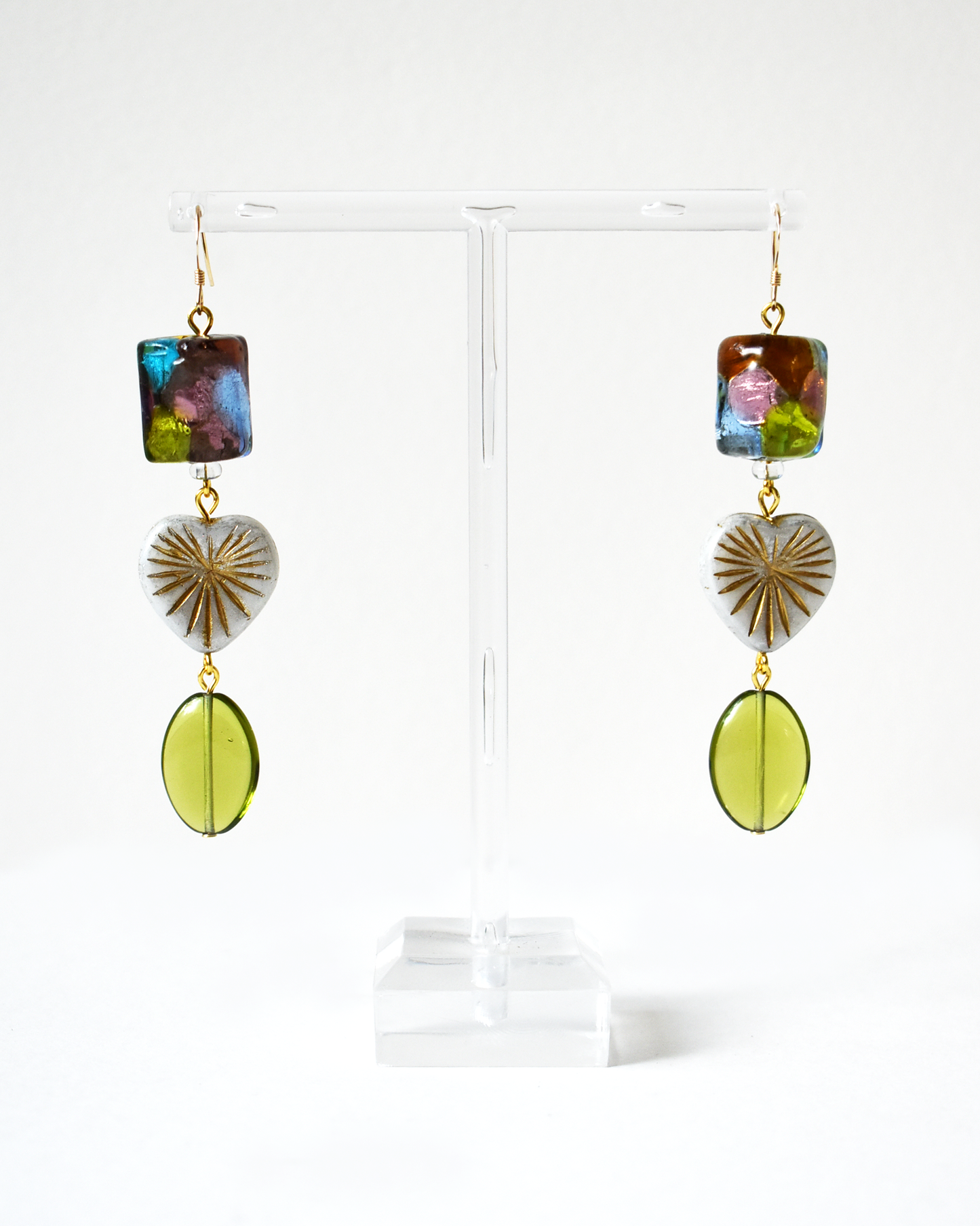Venetian Shimmer Heart Drop Hook Earrings