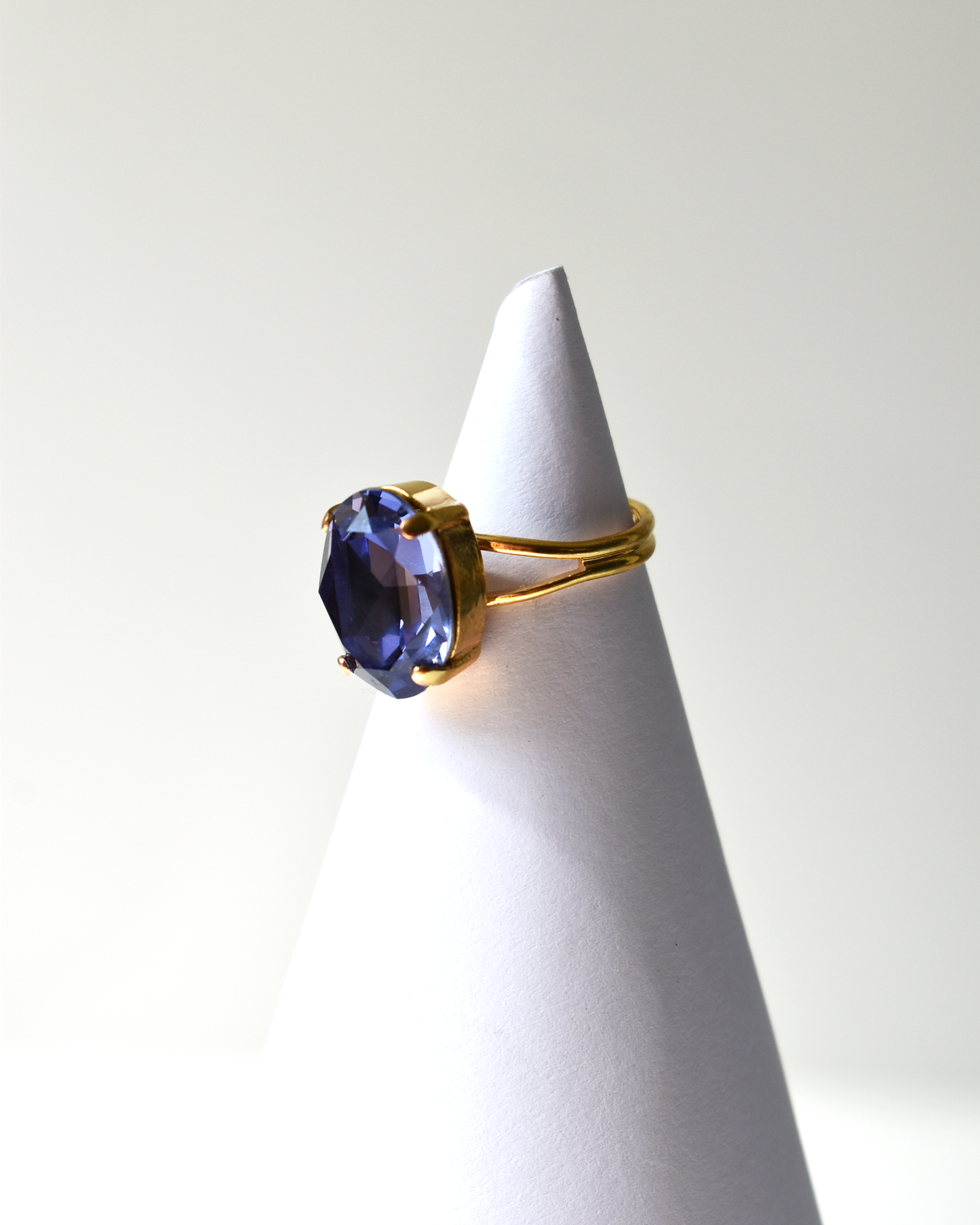 Dark Lilac Oval Crystal Cocktail Ring