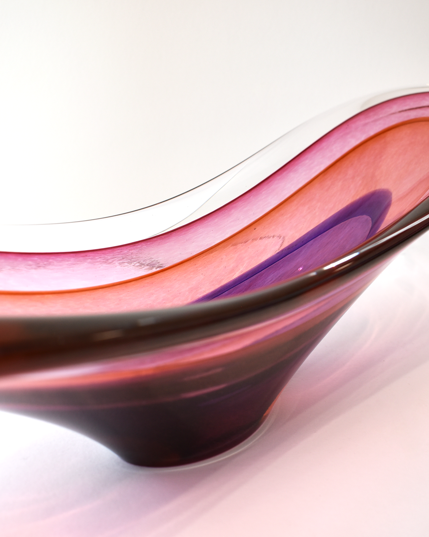 Pink, Purple & Coral Red Oval Glass Energy Bowl (L)