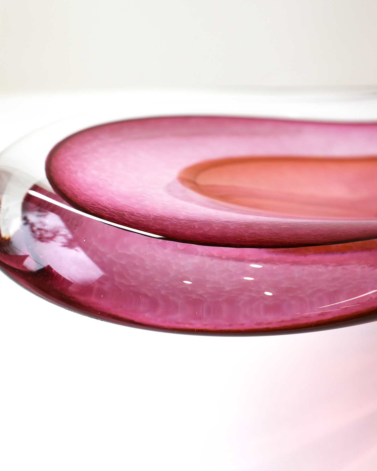 Pink, Purple & Coral Red Oval Glass Energy Bowl (L)