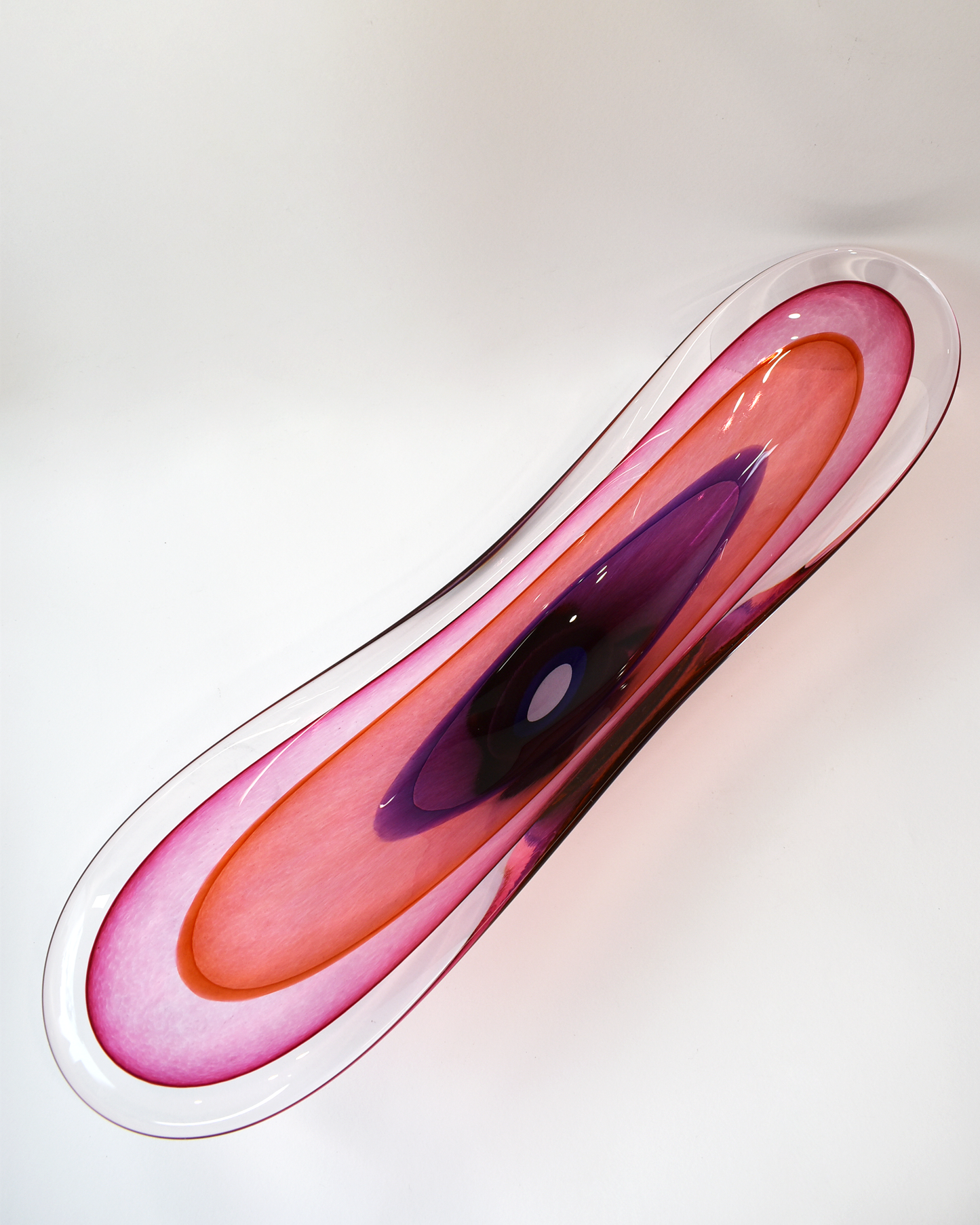 Pink, Purple & Coral Red Oval Glass Energy Bowl (L)