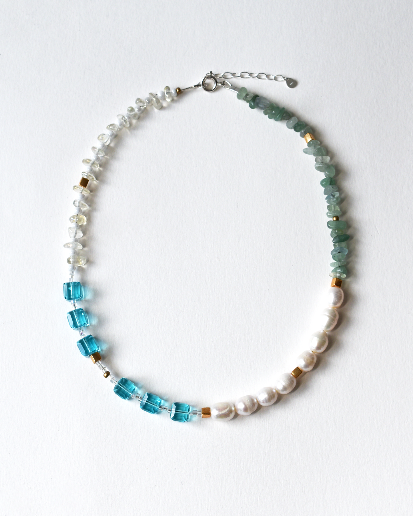 Beaded Pearl Cube Fusion Necklace
