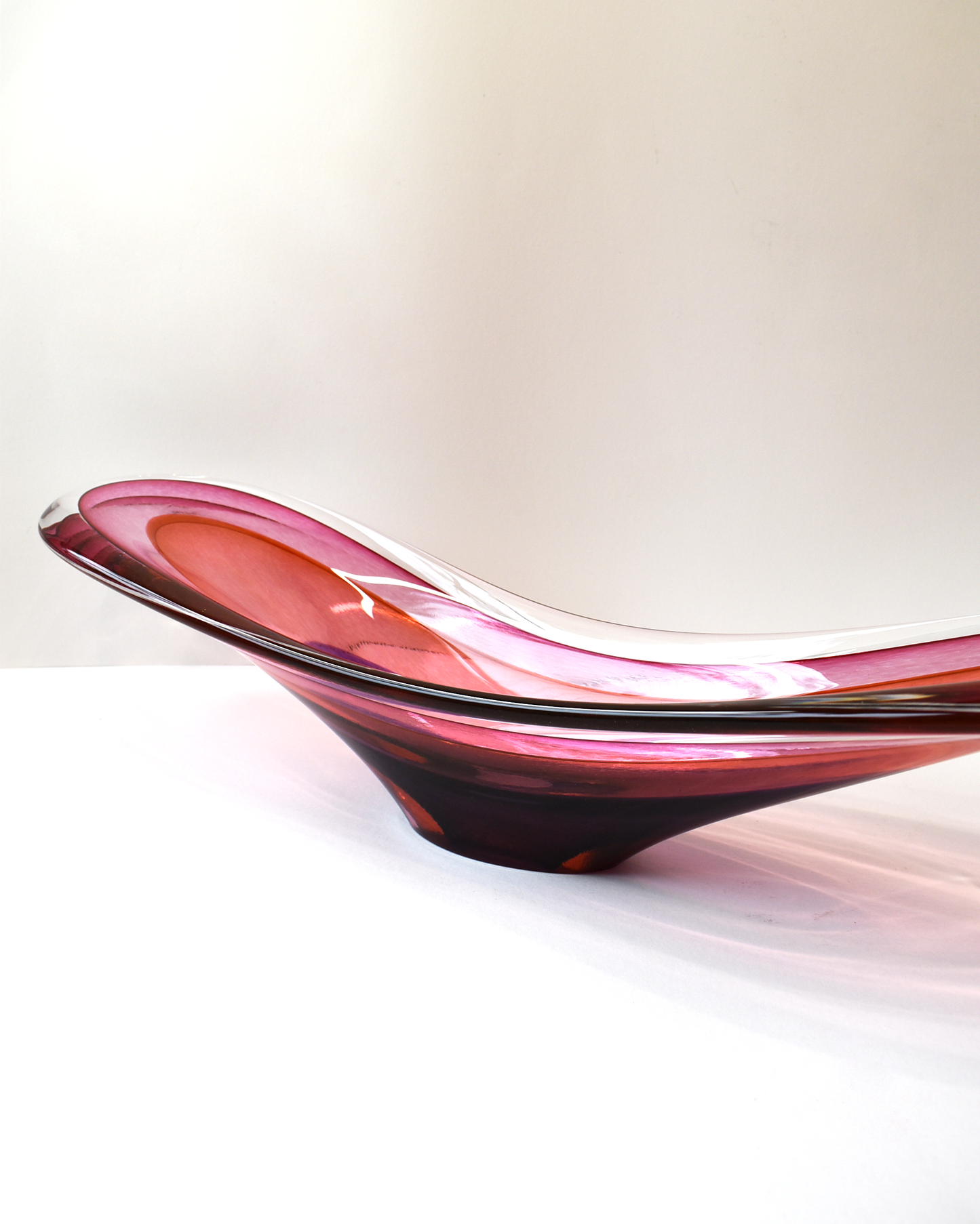 Pink, Purple & Coral Red Oval Glass Energy Bowl (L)