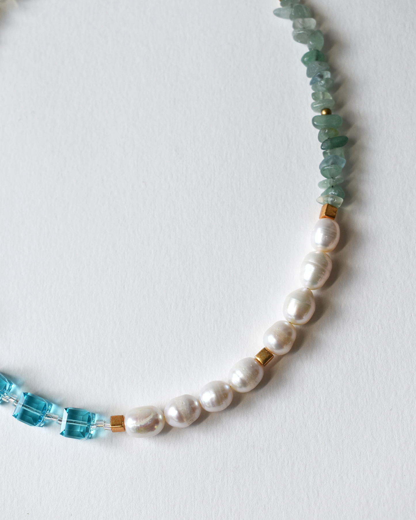 Beaded Pearl Cube Fusion Necklace