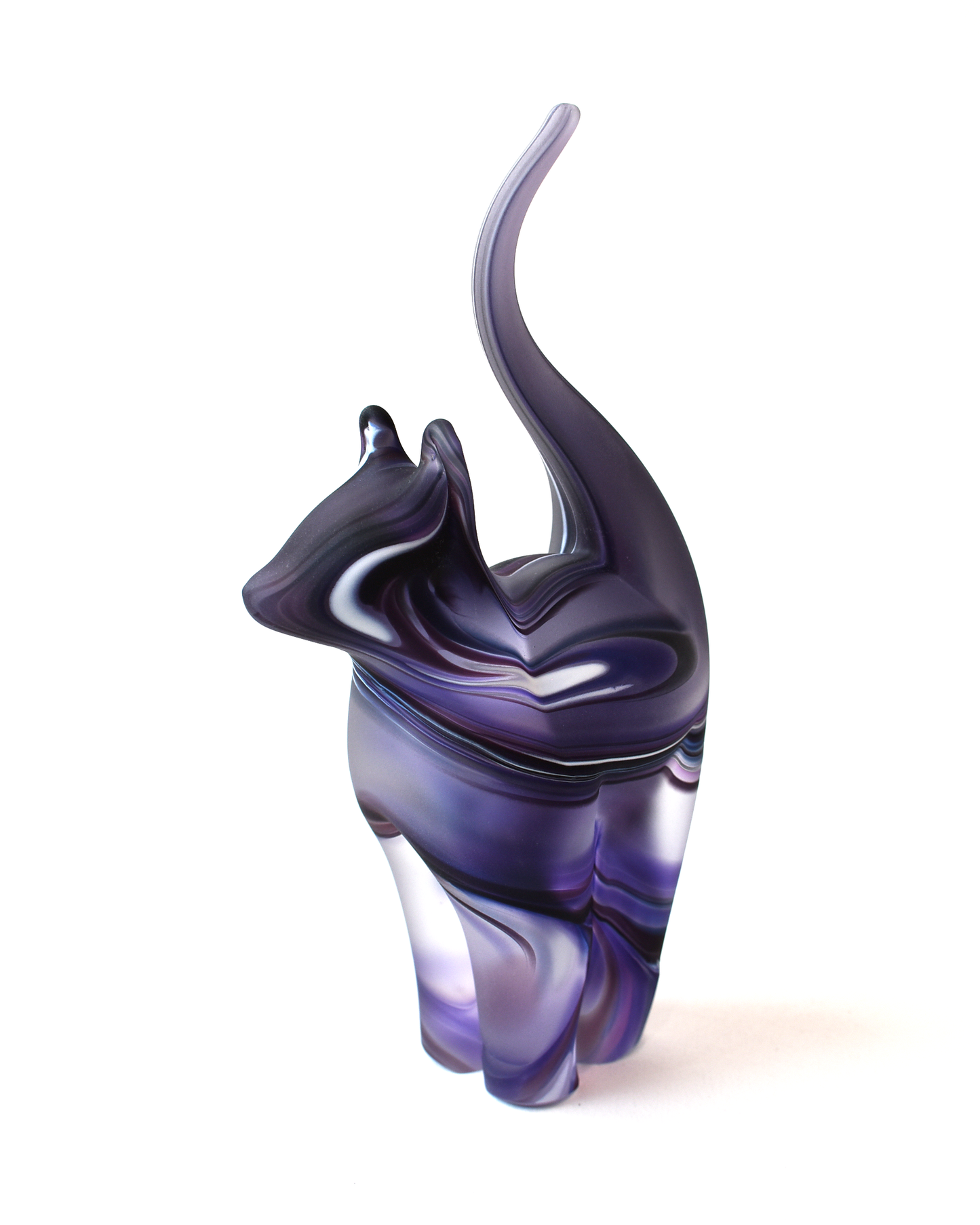 Purple Watercolour Frosted Glass Cat (M)