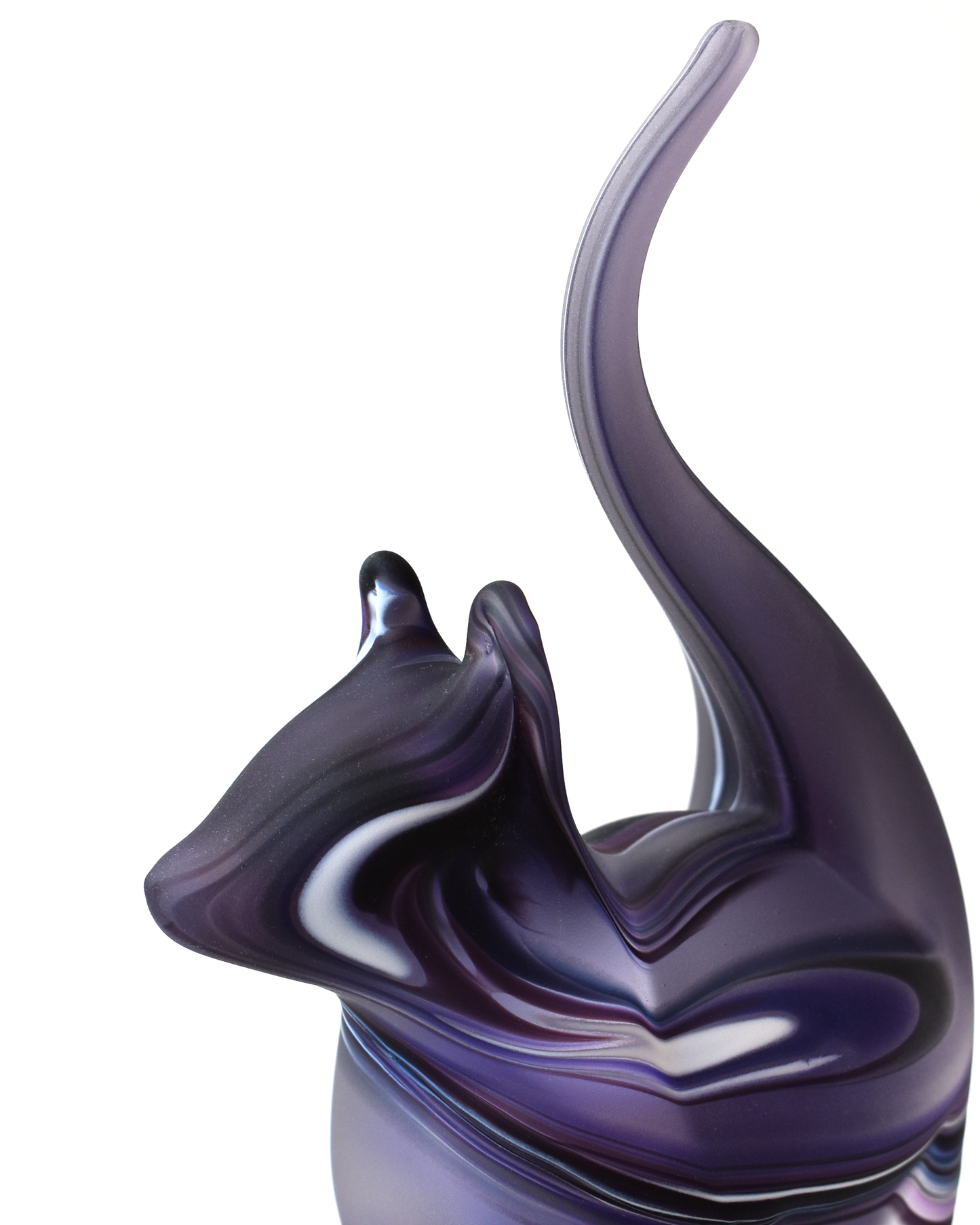 Purple Watercolour Frosted Glass Cat (M)