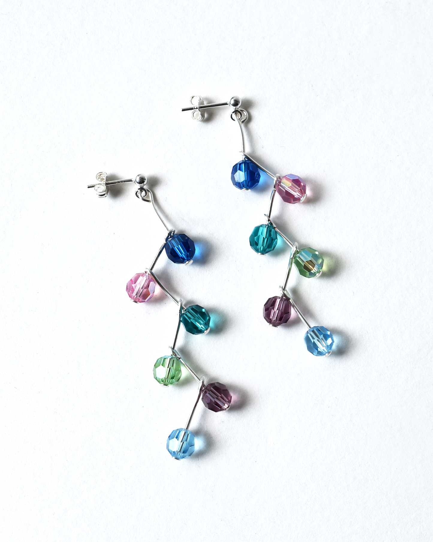 Multicoloured Crystal Pin Drop Earrings