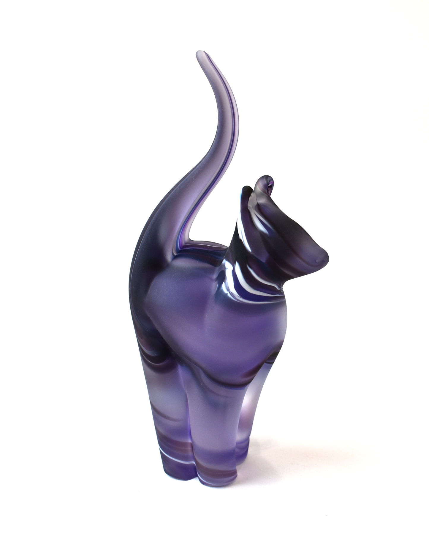 Purple Watercolour Frosted Glass Cat (M)