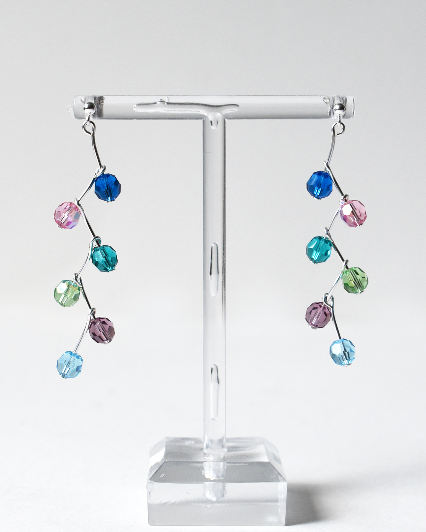 Multicoloured Crystal Pin Drop Earrings