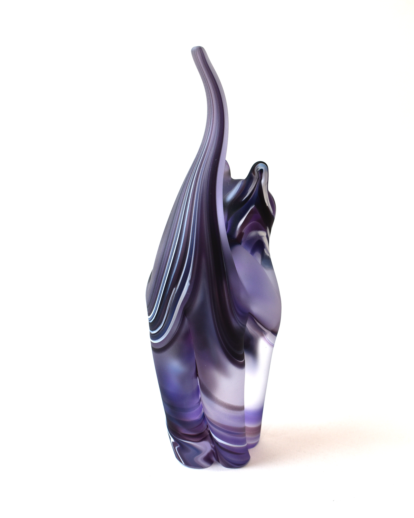 Purple Watercolour Frosted Glass Cat (M)