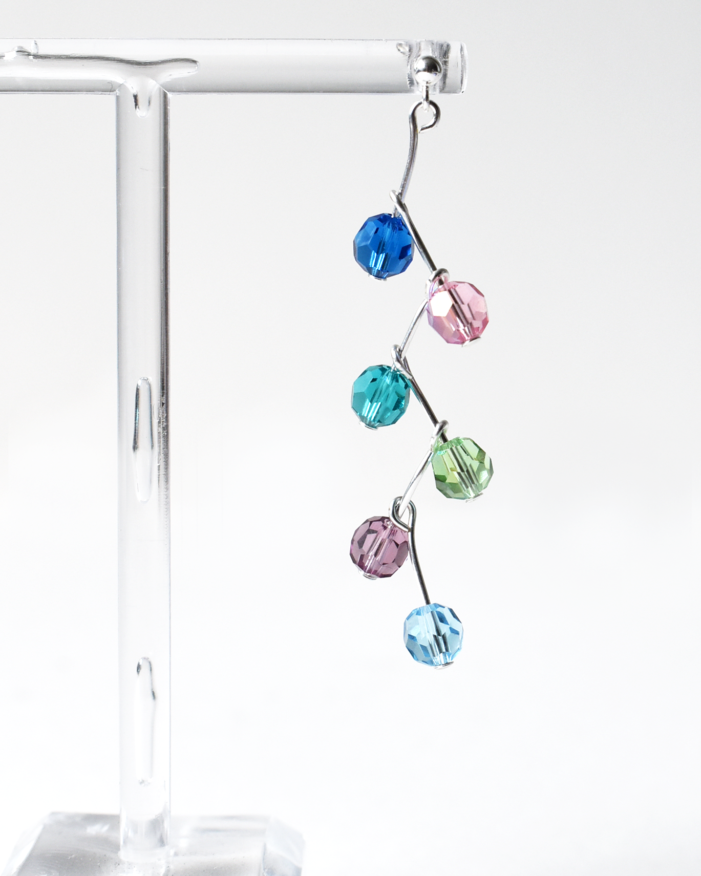 Multicoloured Crystal Pin Drop Earrings
