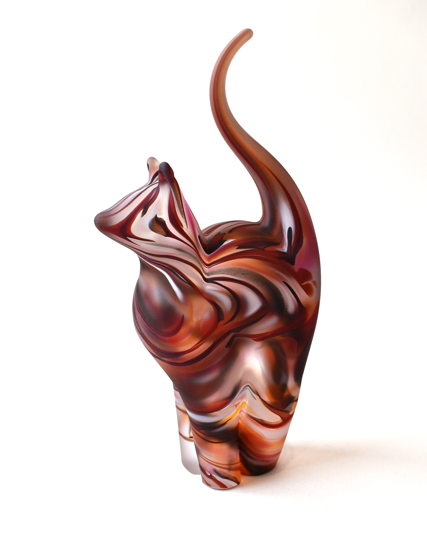 Red Watercolour Frosted Glass Cat (M)