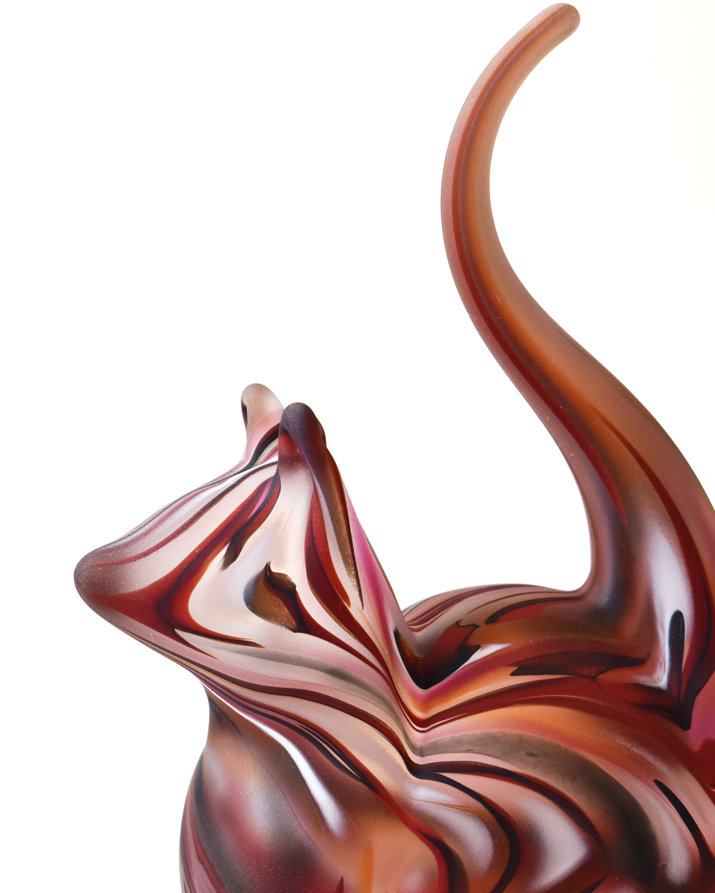 Red Watercolour Frosted Glass Cat (M)