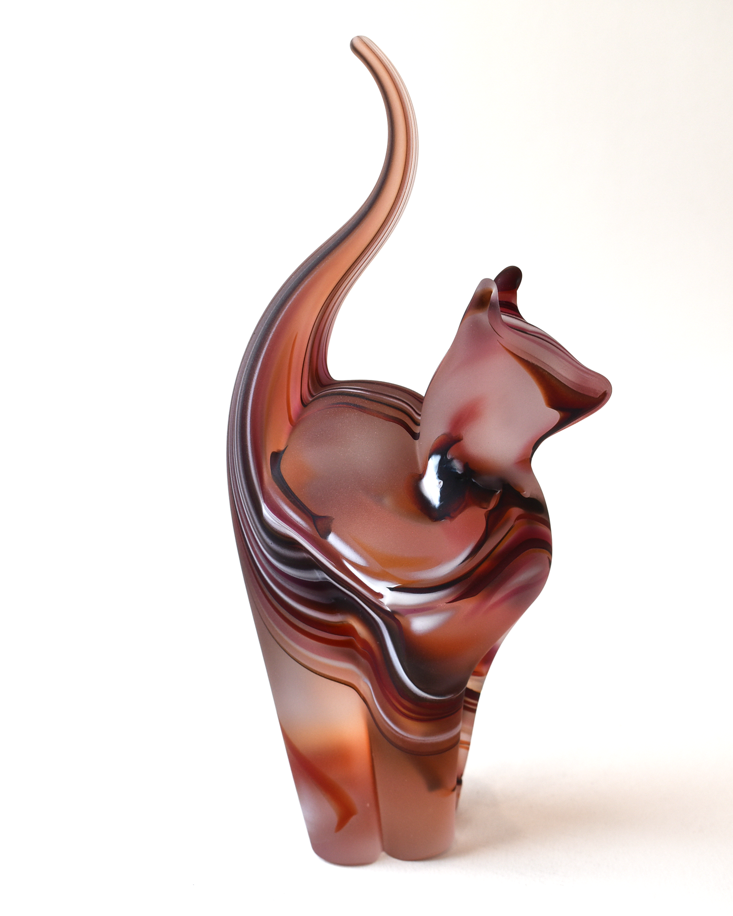 Red Watercolour Frosted Glass Cat (M)