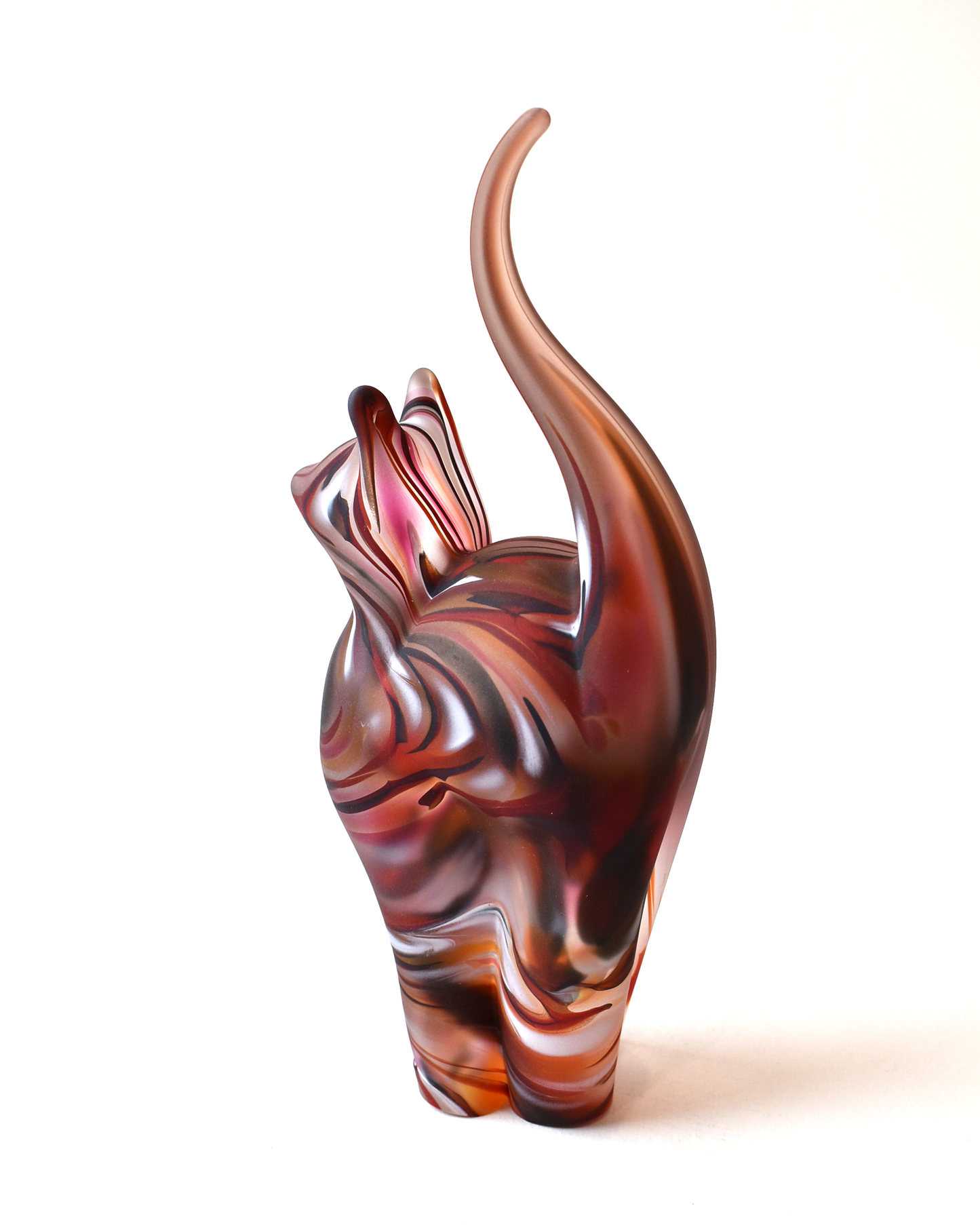Red Watercolour Frosted Glass Cat (M)