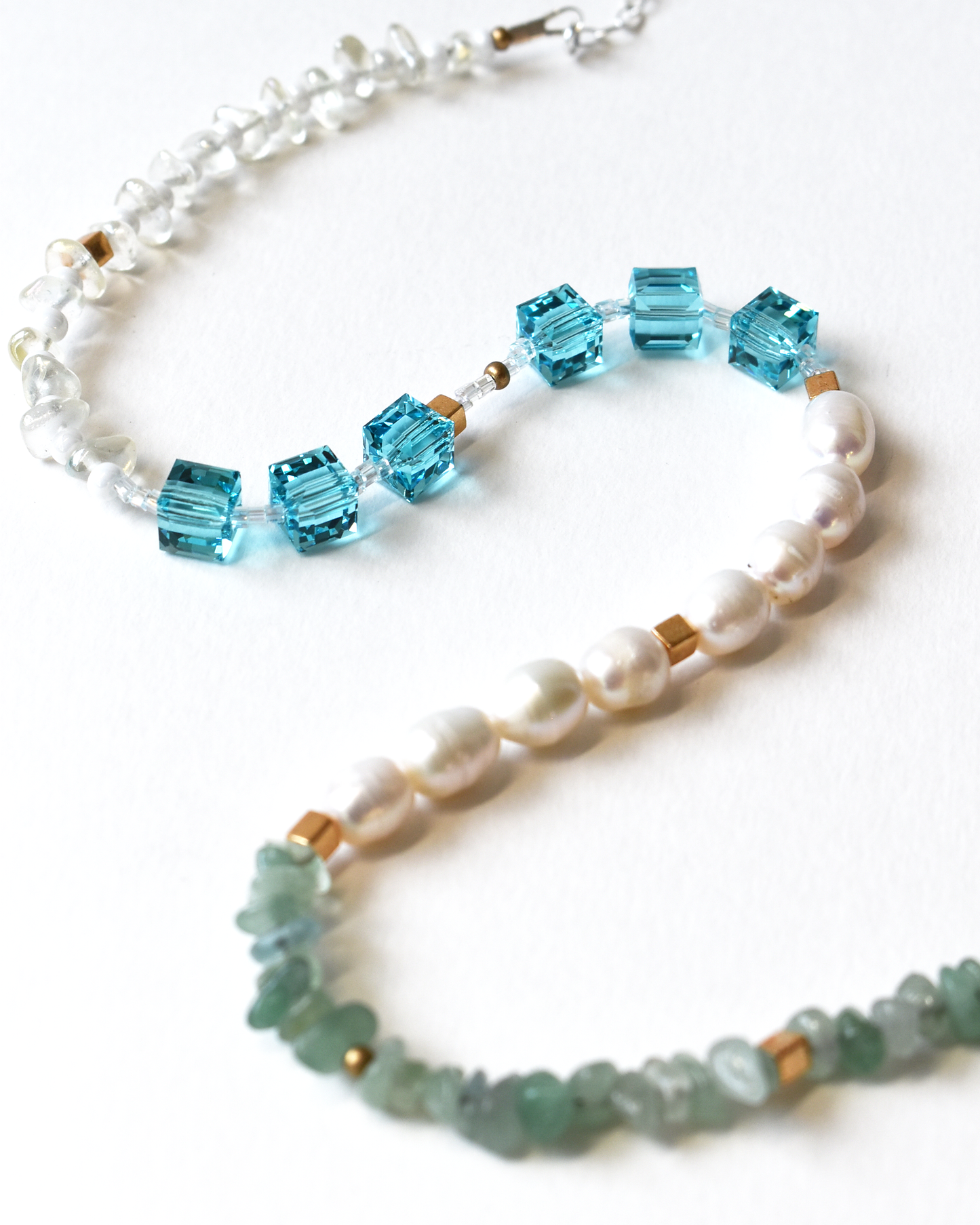 Beaded Pearl Cube Fusion Necklace
