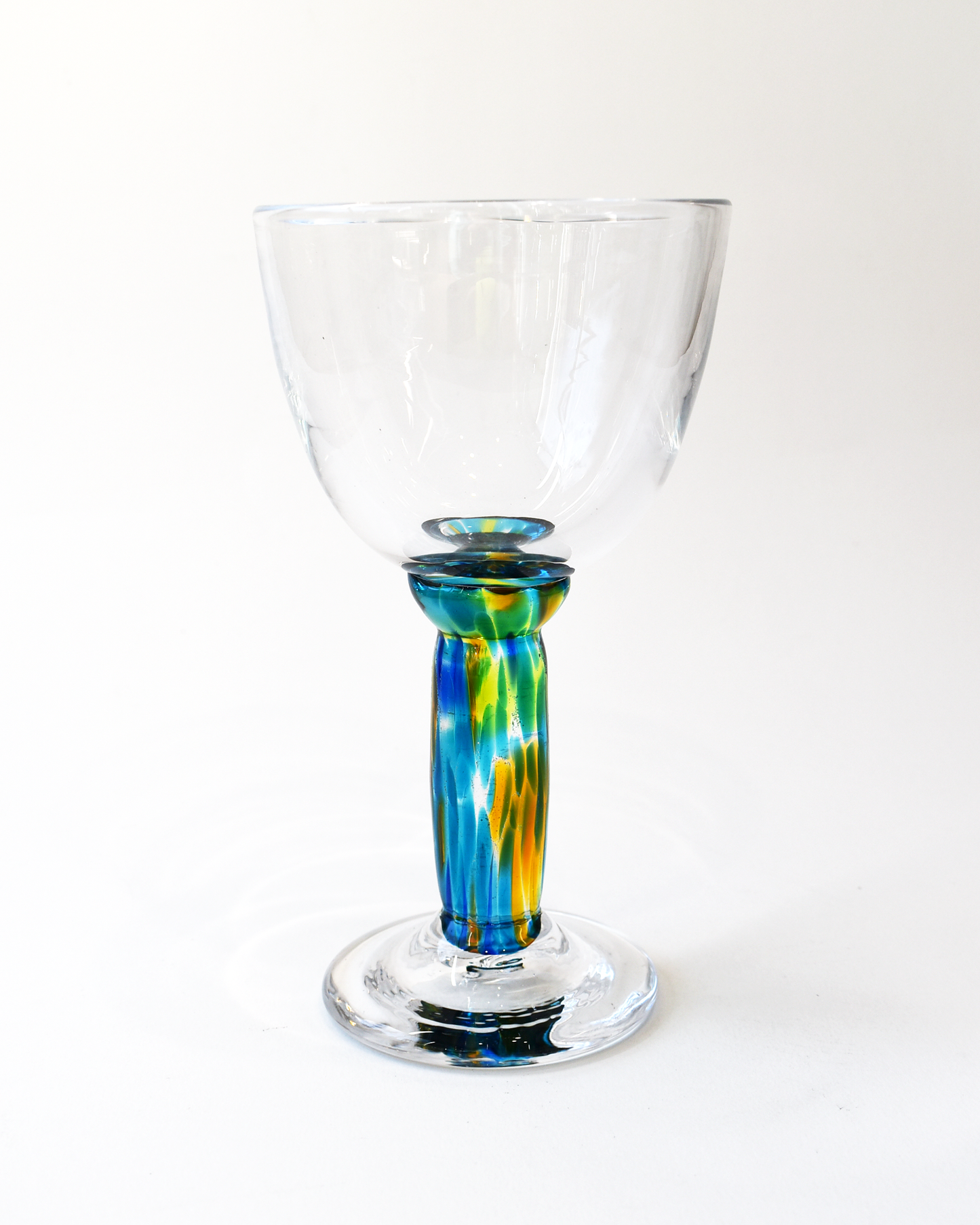 Aqua, Blue, Lime & Amber Stem Wine Glass