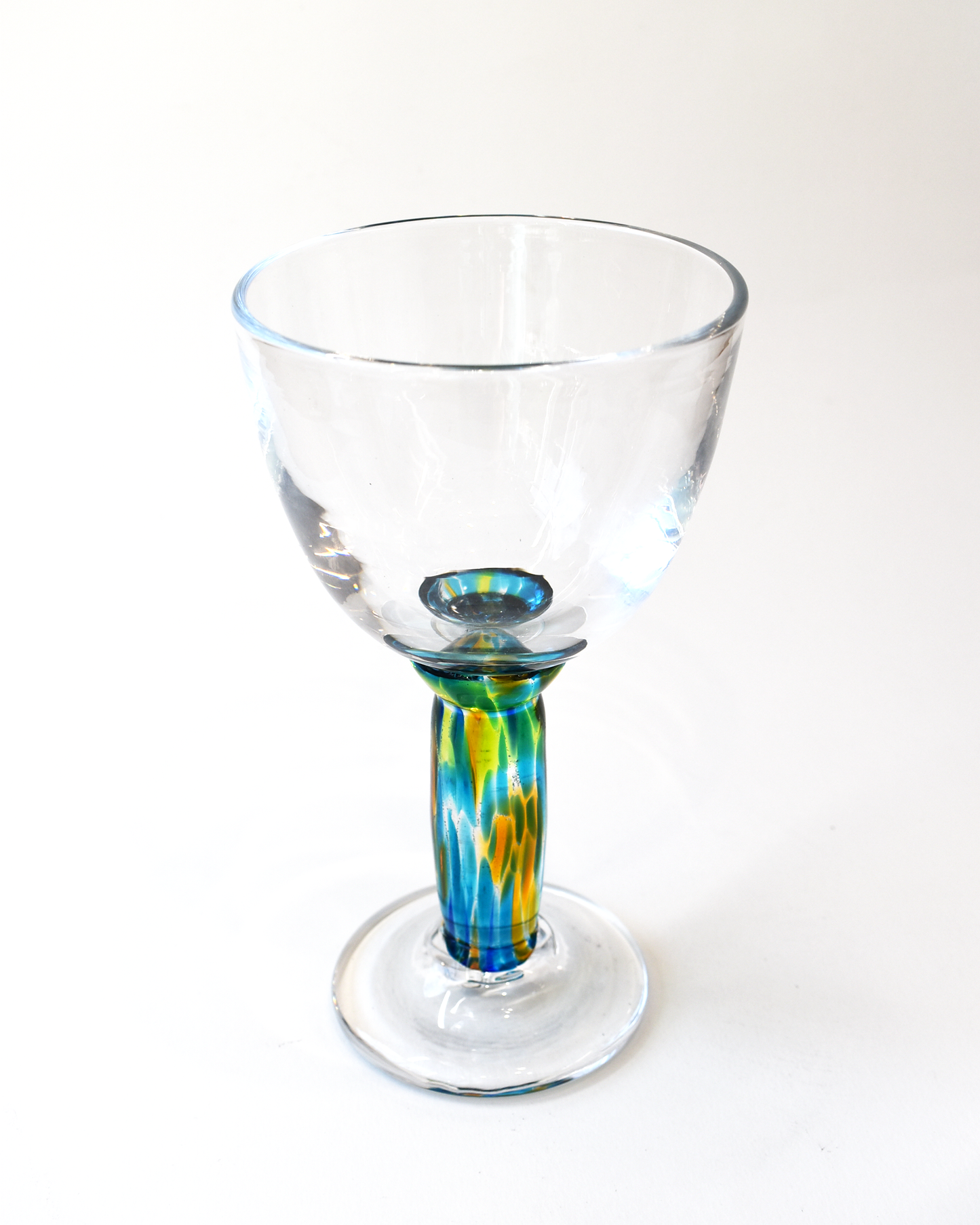 Aqua, Blue, Lime & Amber Stem Wine Glass