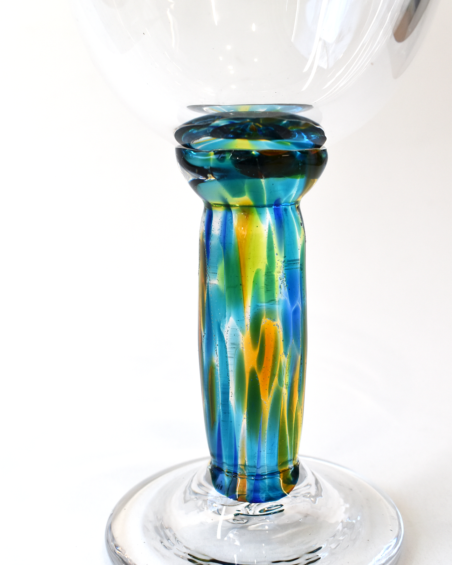 Aqua, Blue, Lime & Amber Stem Wine Glass