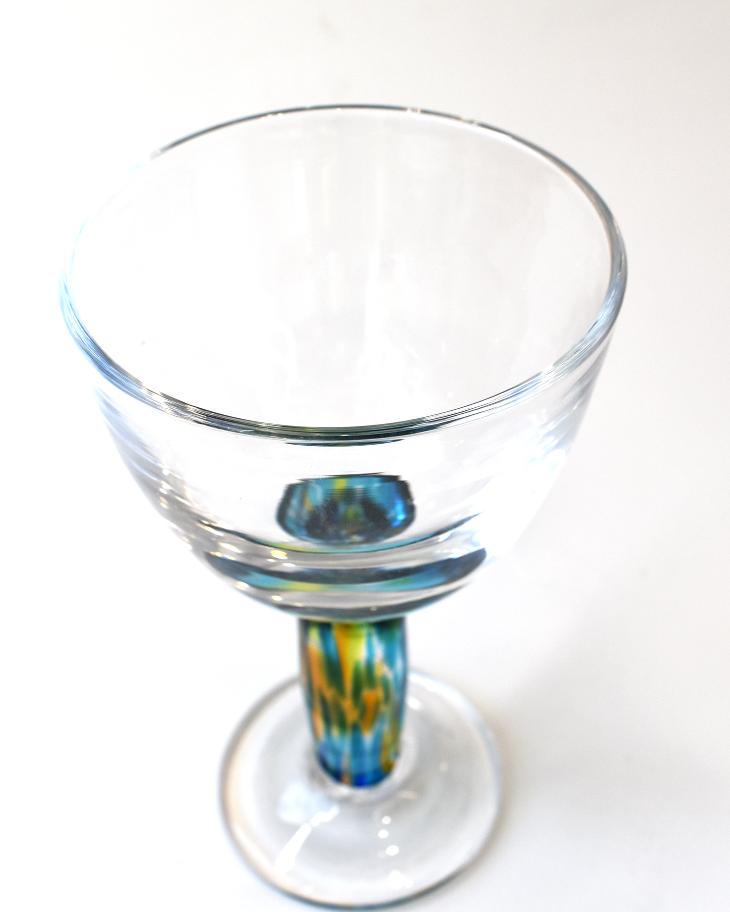 Aqua, Blue, Lime & Amber Stem Wine Glass
