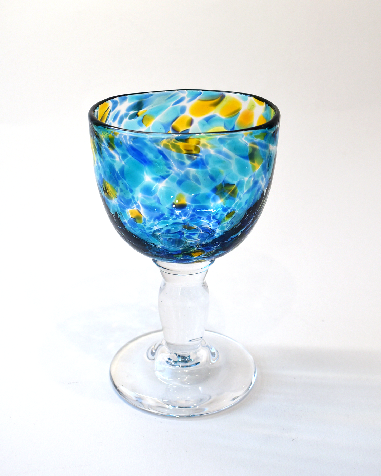 Aqua, Blue & Amber Confetti Wine Glass