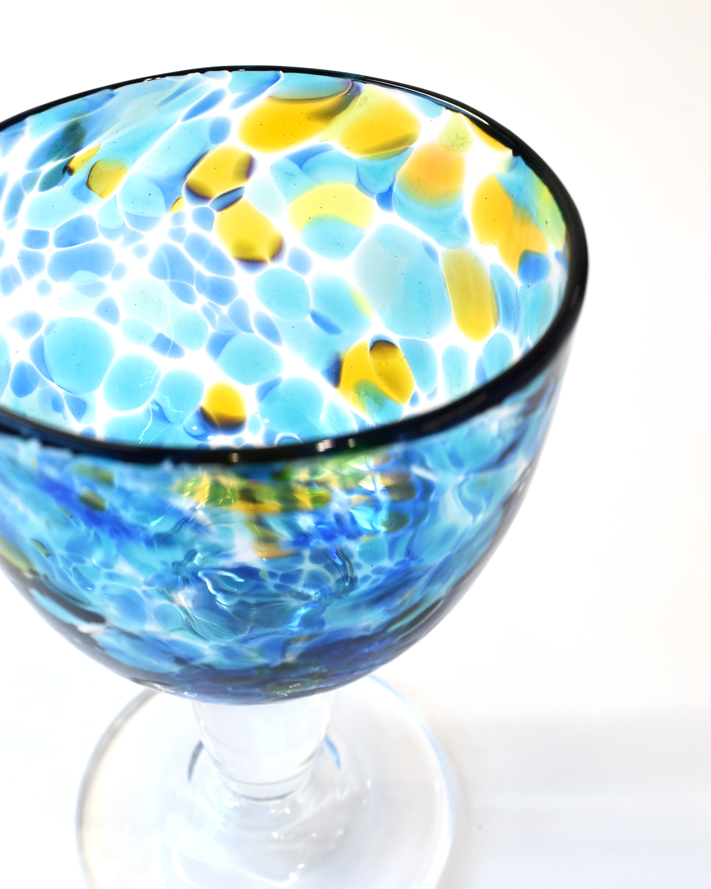 Aqua, Blue & Amber Confetti Wine Glass